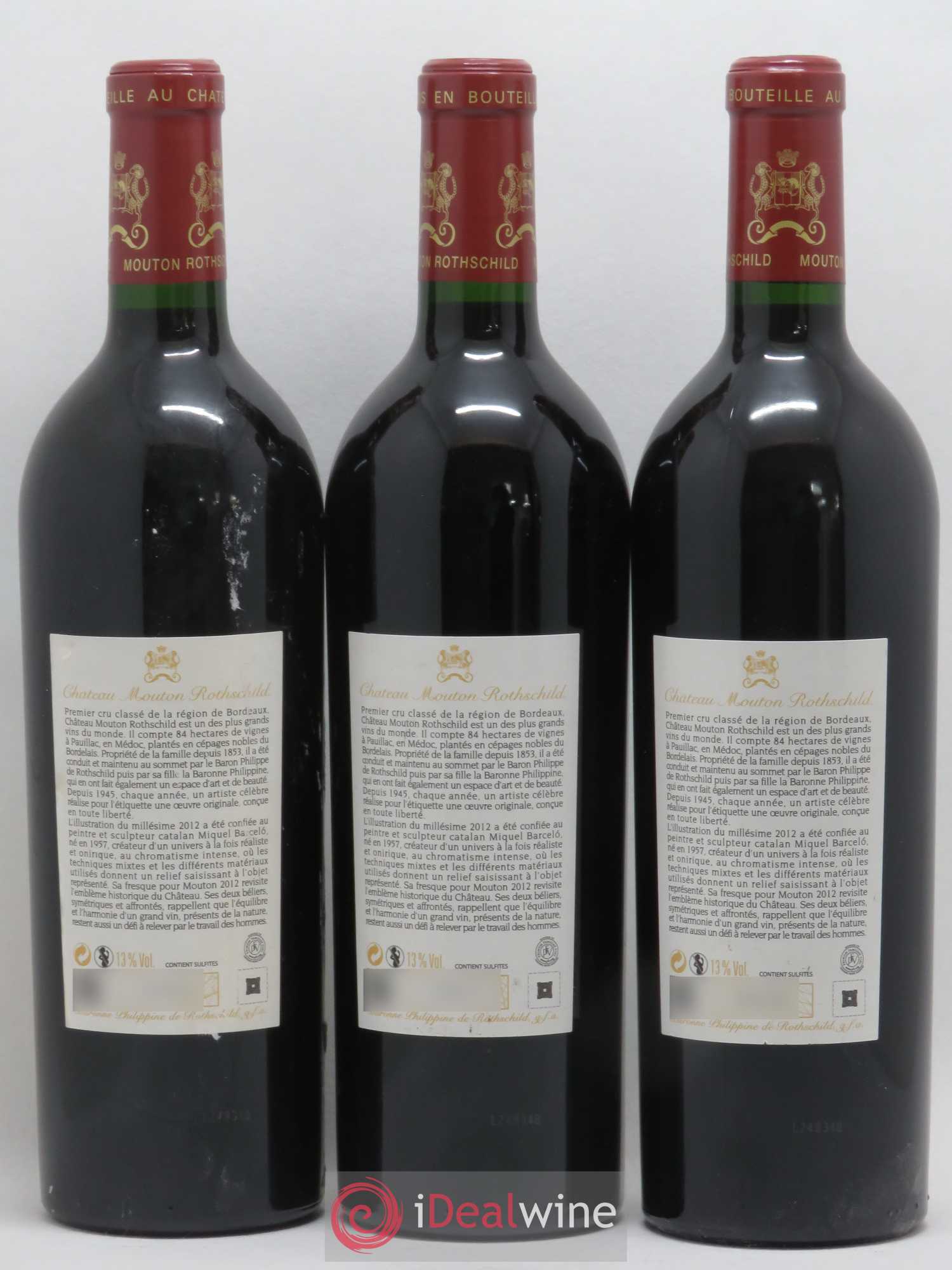 Château Mouton Rothschild 1er Grand Cru Classé 2012 - Lot de 12 bouteilles - 6