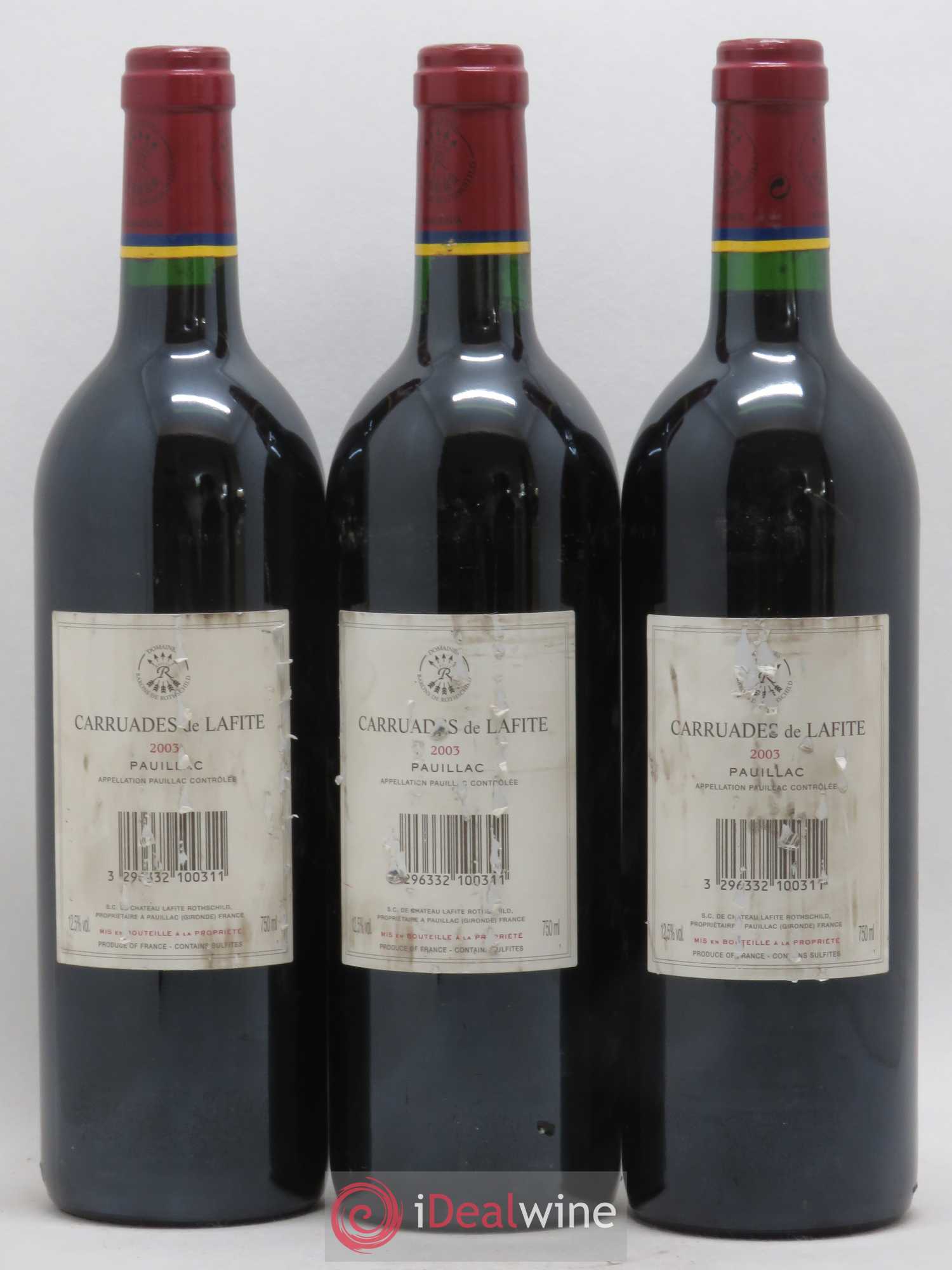Carruades de Lafite Rothschild Second Vin 2003 - Lot de 3 bouteilles - 1