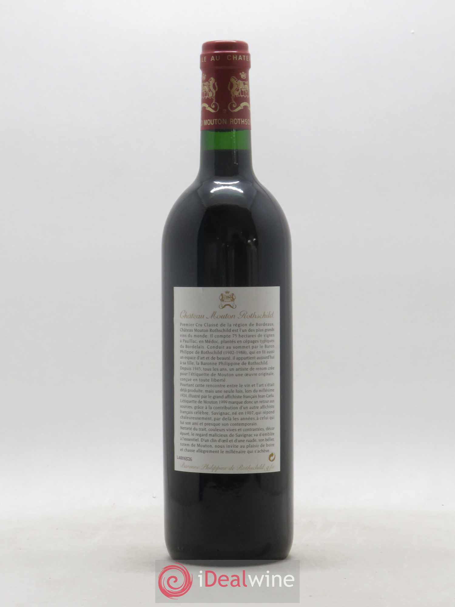 Château Mouton Rothschild 1er Grand Cru Classé 1999 - Lot de 1 bouteille - 1