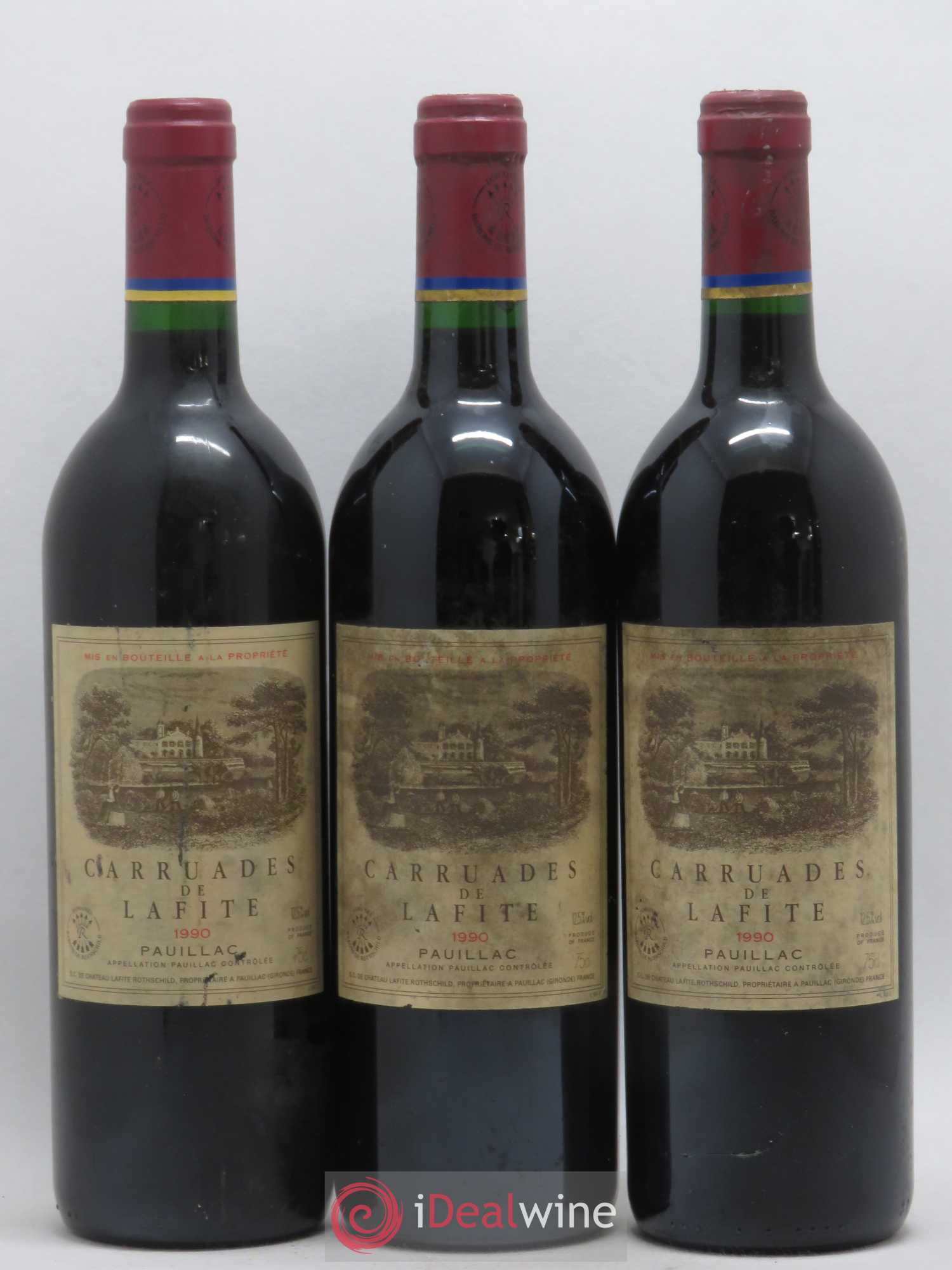 Carruades de Lafite Rothschild Second Vin 1990 - Lot de 3 bouteilles - 0