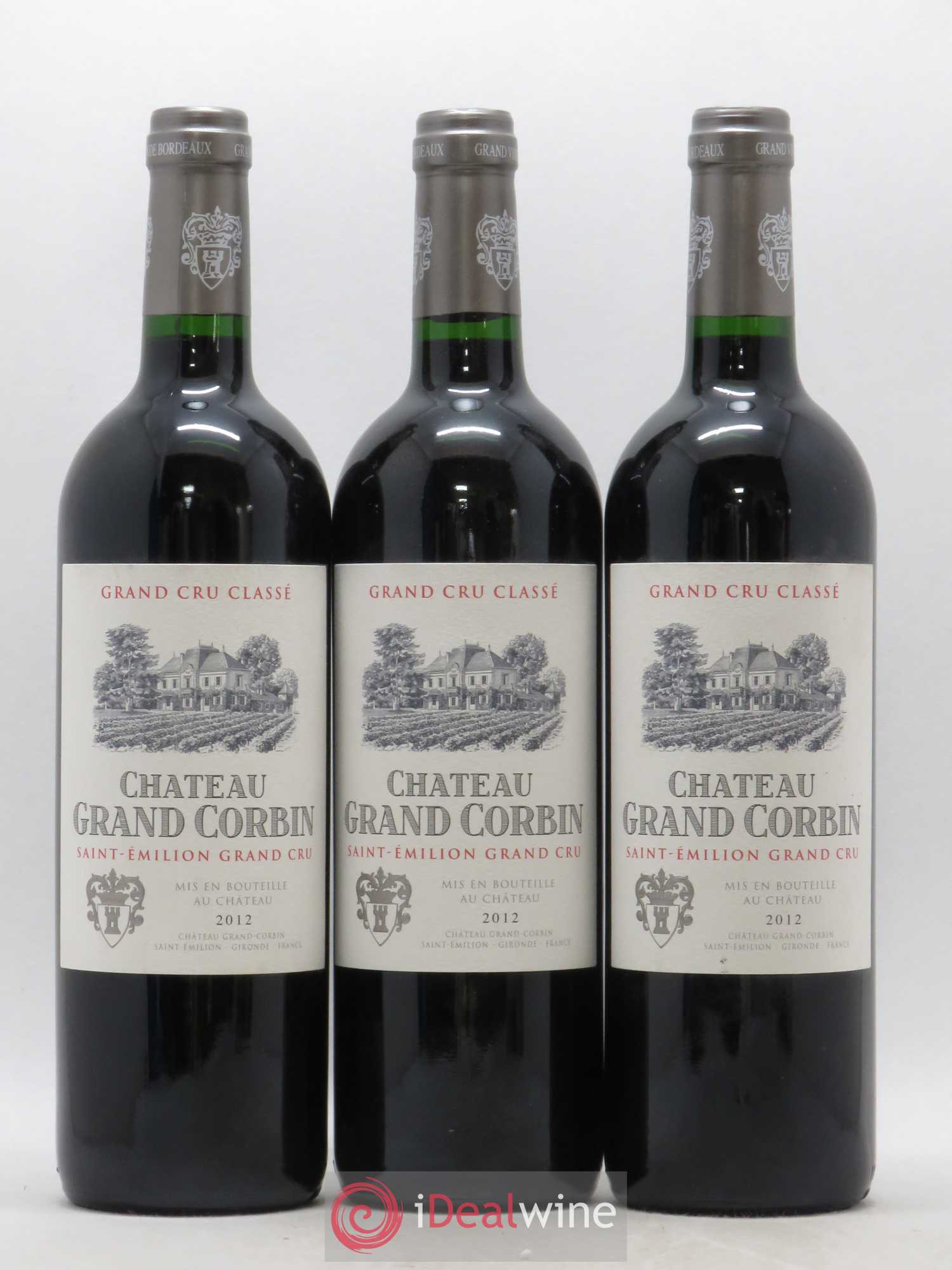 Château Grand Corbin Grand Cru Classé 2012 - Lot de 3 bouteilles - 0