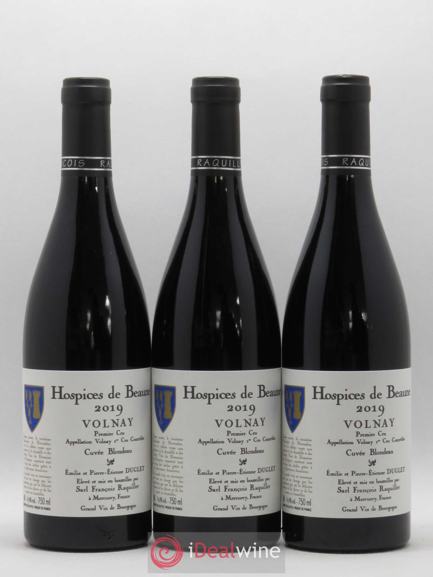 Volnay 1er Cru Cuvée Blondeau Hospices de Beaune Domaine François Raquillet 2019 - Posten von 3 Flaschen - 0