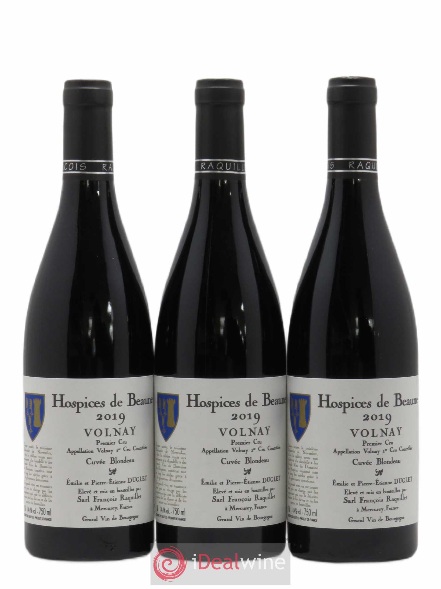 Volnay 1er Cru Cuvée Blondeau Hospices de Beaune Domaine François Raquillet 2019 - Posten von 3 Flaschen - 0