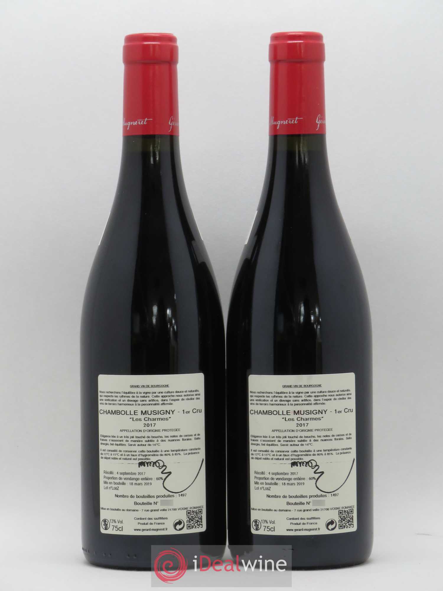 Chambolle-Musigny 1er Cru Les Charmes Gérard Mugneret 2017 - Lot de 2 bouteilles - 1