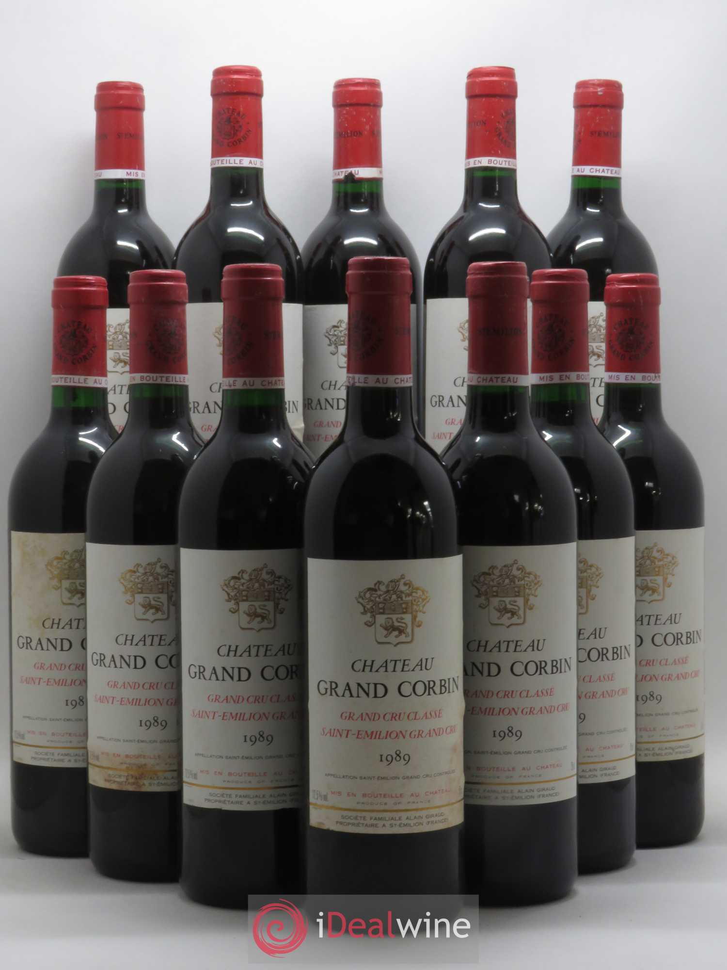 Château Grand Corbin Grand Cru Classé 1989 - Lot de 12 bouteilles - 0