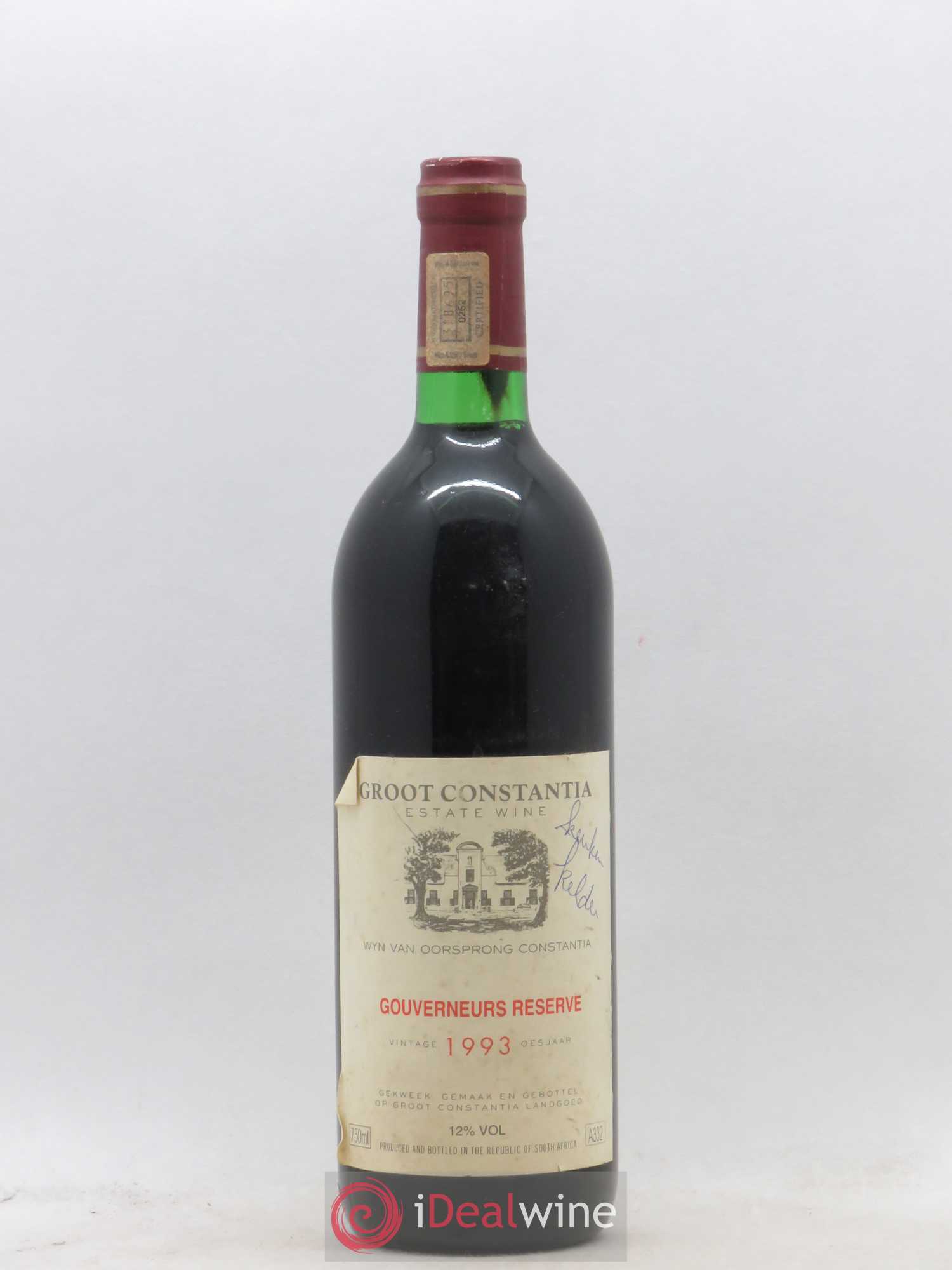 Afrique du Sud Gouverneurs Reserve Wyn Van Oorsprong Constantia 1993 - Posten von 1 Flasche - 0