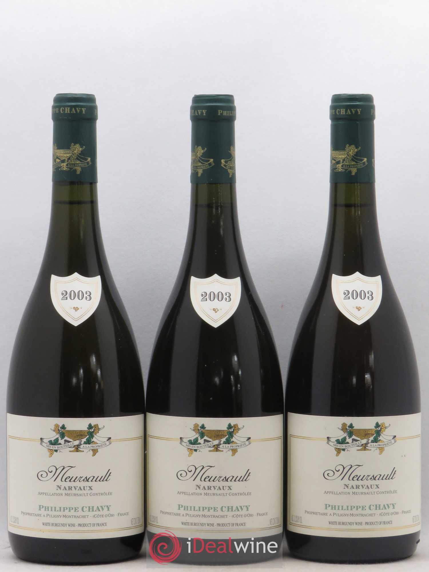 Meursault Narvaux Philippe Chavy 2003 - Lot de 3 bouteilles - 0