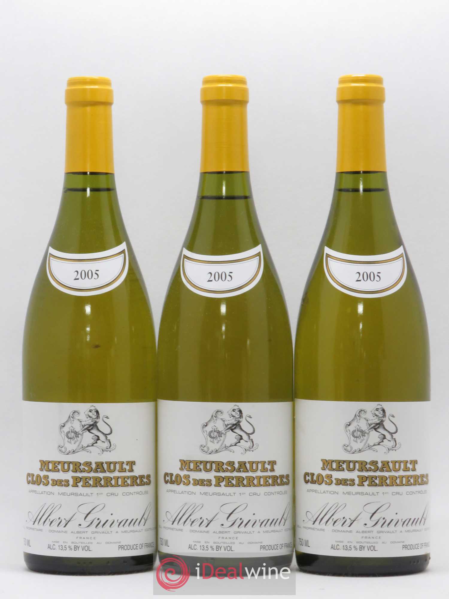 Meursault 1er Cru Clos des Perrières Monopole Albert Grivault 2005 - Lot de 3 bouteilles - 0