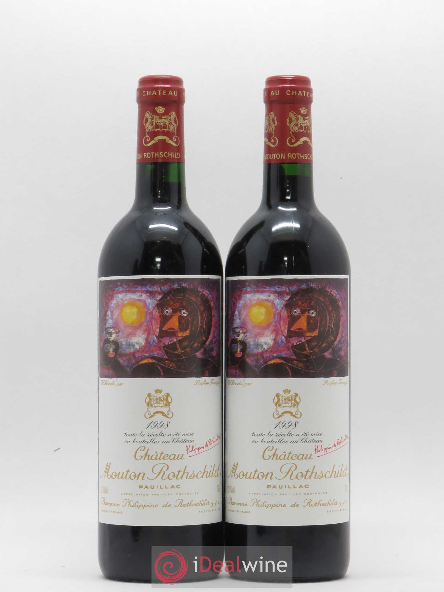 Château Mouton Rothschild 1er Grand Cru Classé 1998 - Lot de 2 bouteilles - 0