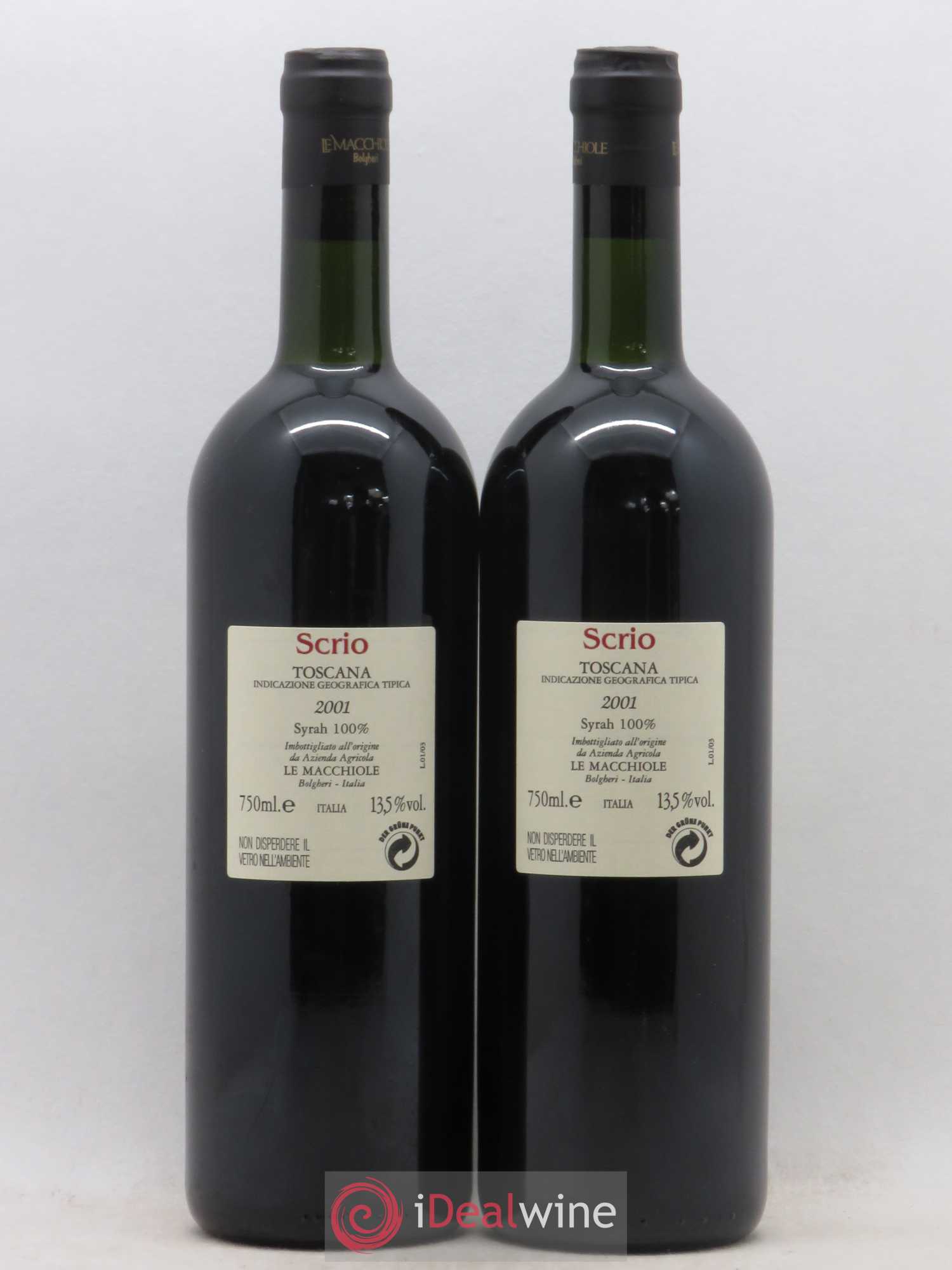 Toscana IGT Scrio Le Macchiole 2001 - Lot de 2 bouteilles - 1