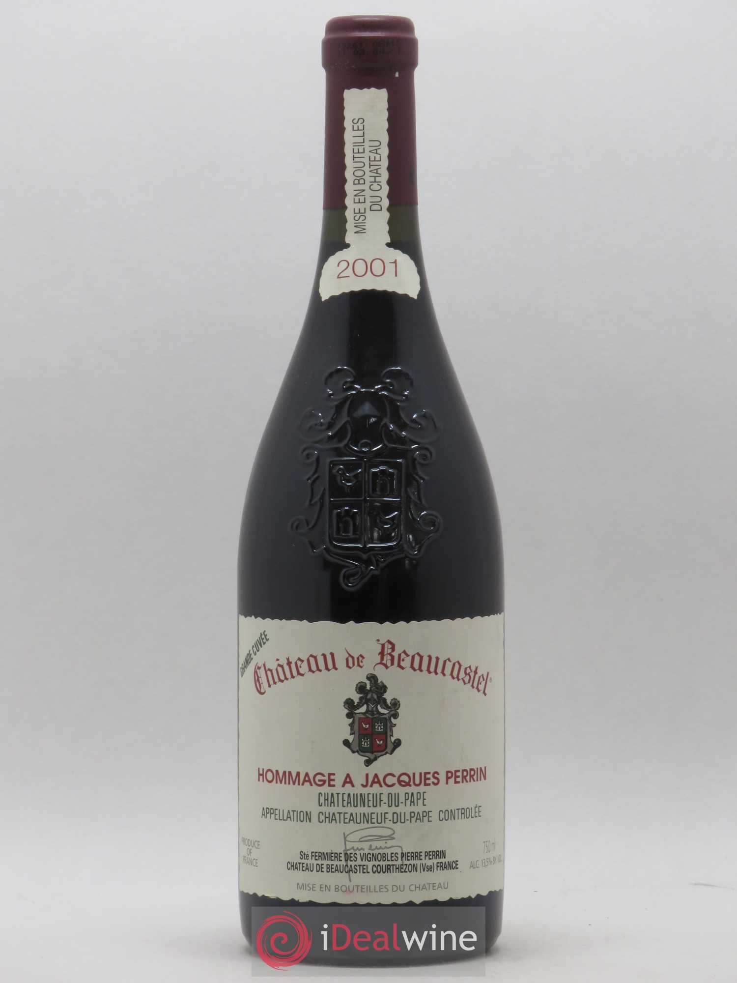 Châteauneuf-du-Pape Château de Beaucastel Hommage à Jacques Perrin Famille Perrin 2001 - Lot de 1 bouteille - 0
