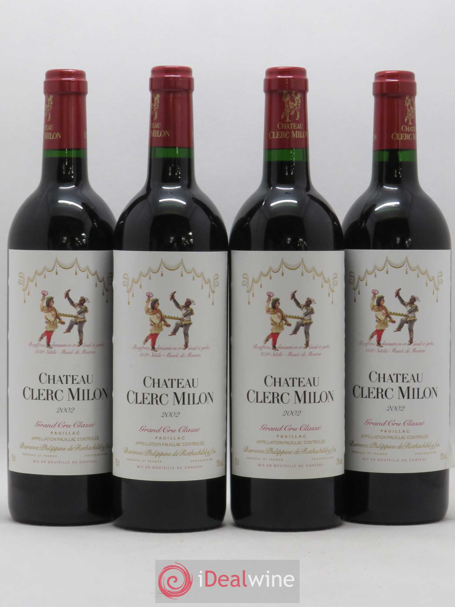 Château Clerc Milon 5ème Grand Cru Classé 2002 - Lot de 4 bouteilles - 0