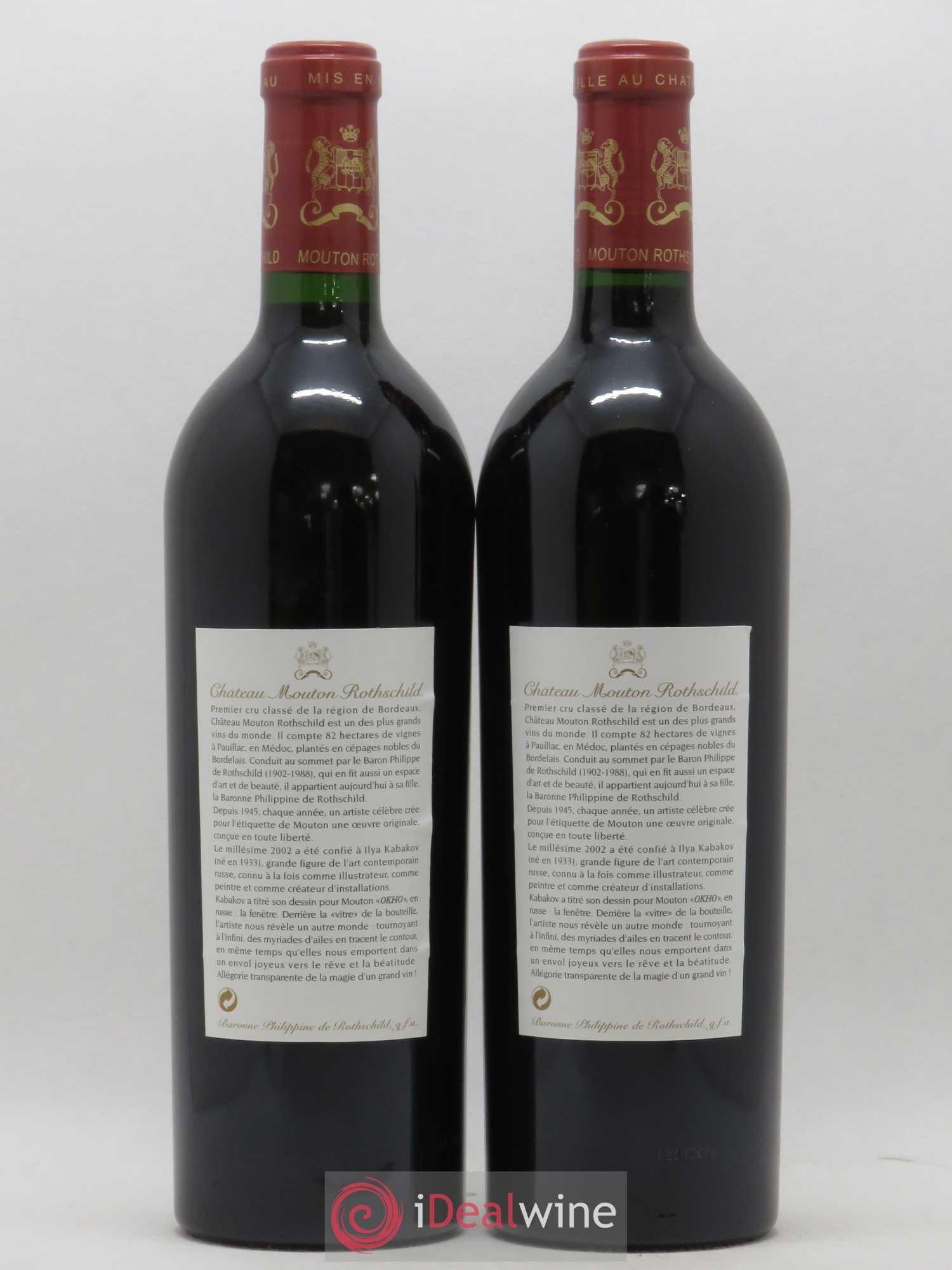 Château Mouton Rothschild 1er Grand Cru Classé 2002 - Lot de 2 bouteilles - 1