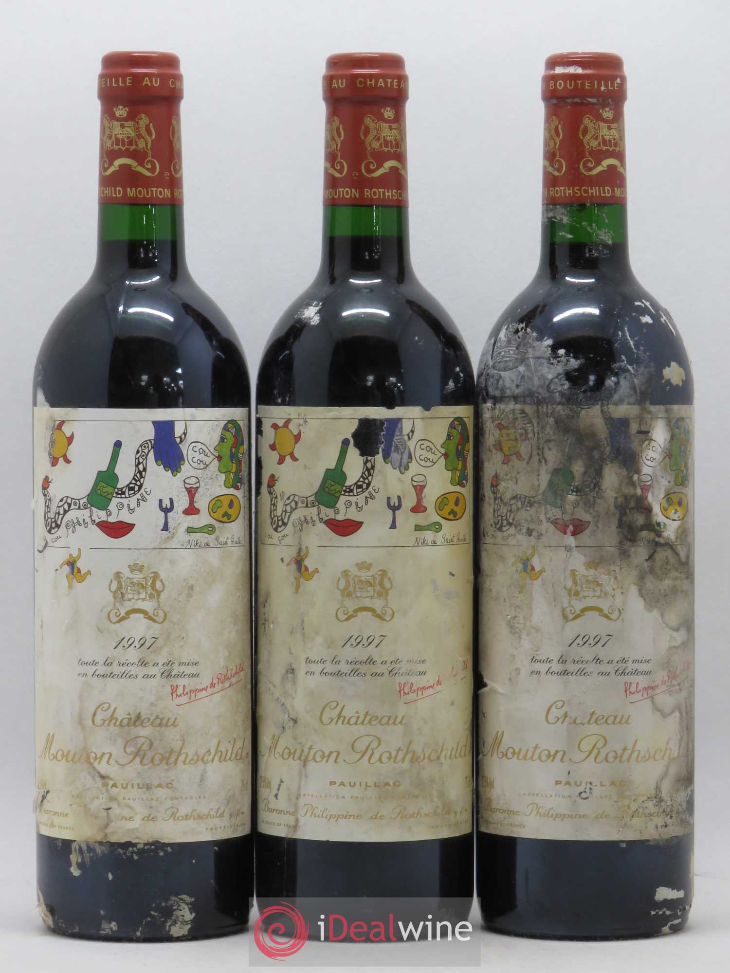 Château Mouton Rothschild 1er Grand Cru Classé 1997 - Lot de 3 bouteilles - 0