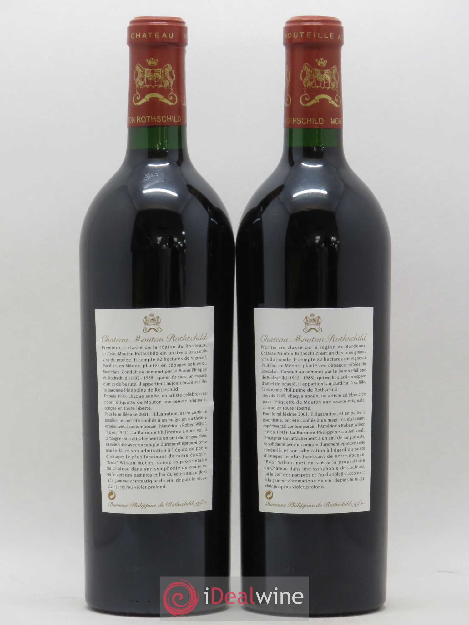 Château Mouton Rothschild 1er Grand Cru Classé 2001 - Lot de 2 bouteilles - 1