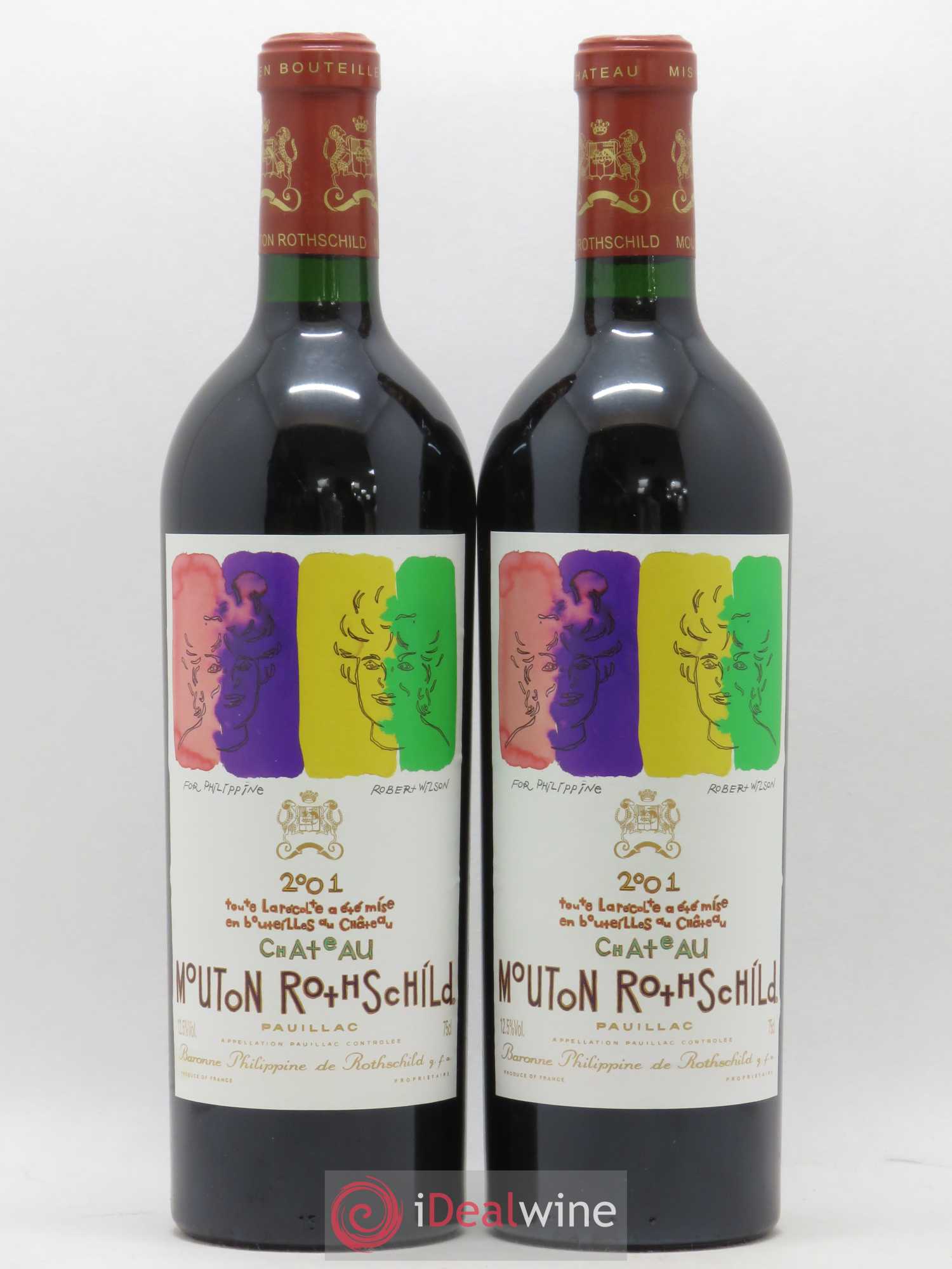 Château Mouton Rothschild 1er Grand Cru Classé 2001 - Lot de 2 bouteilles - 0
