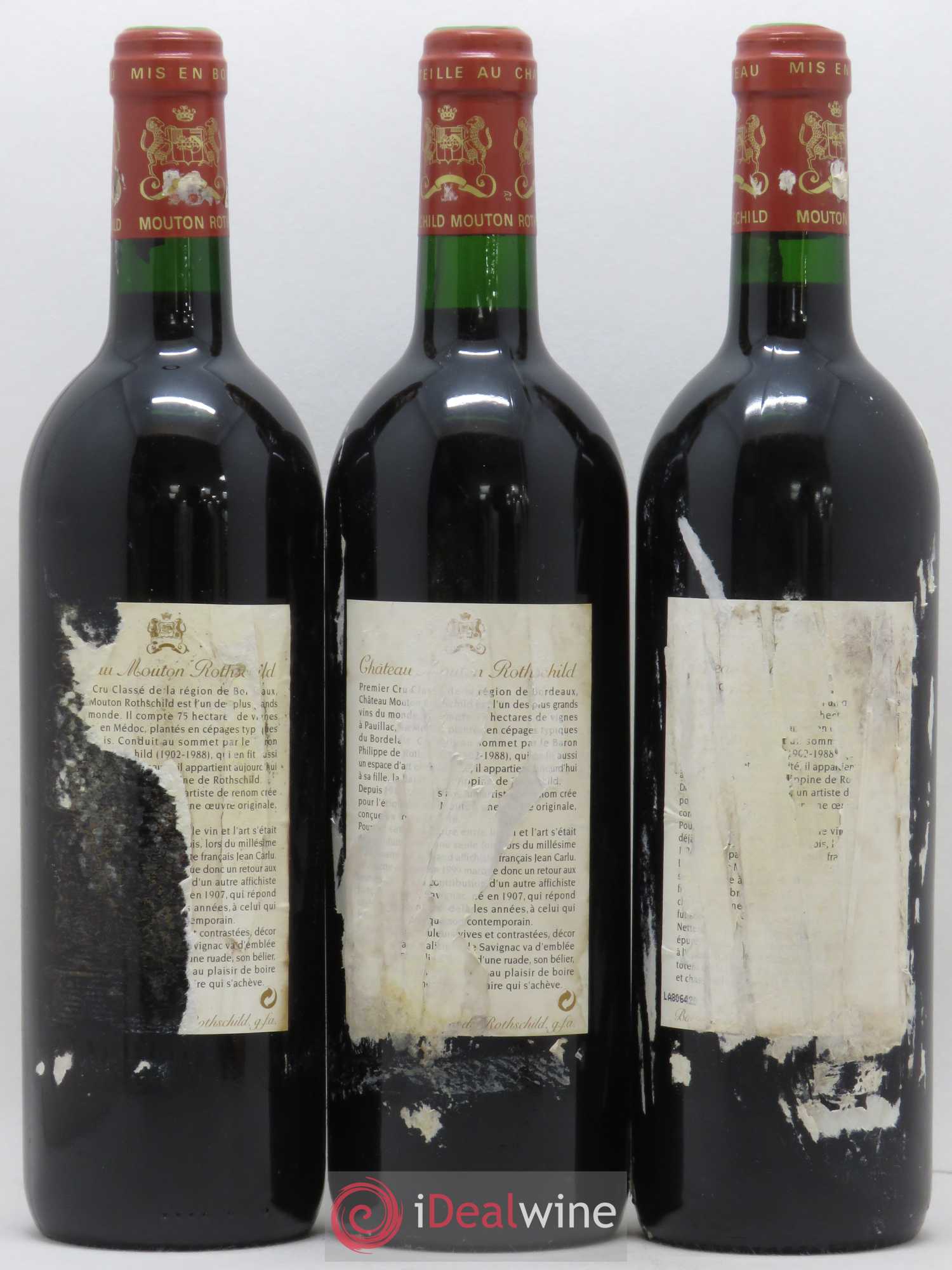 Château Mouton Rothschild 1er Grand Cru Classé 1999 - Lot de 3 bouteilles - 1
