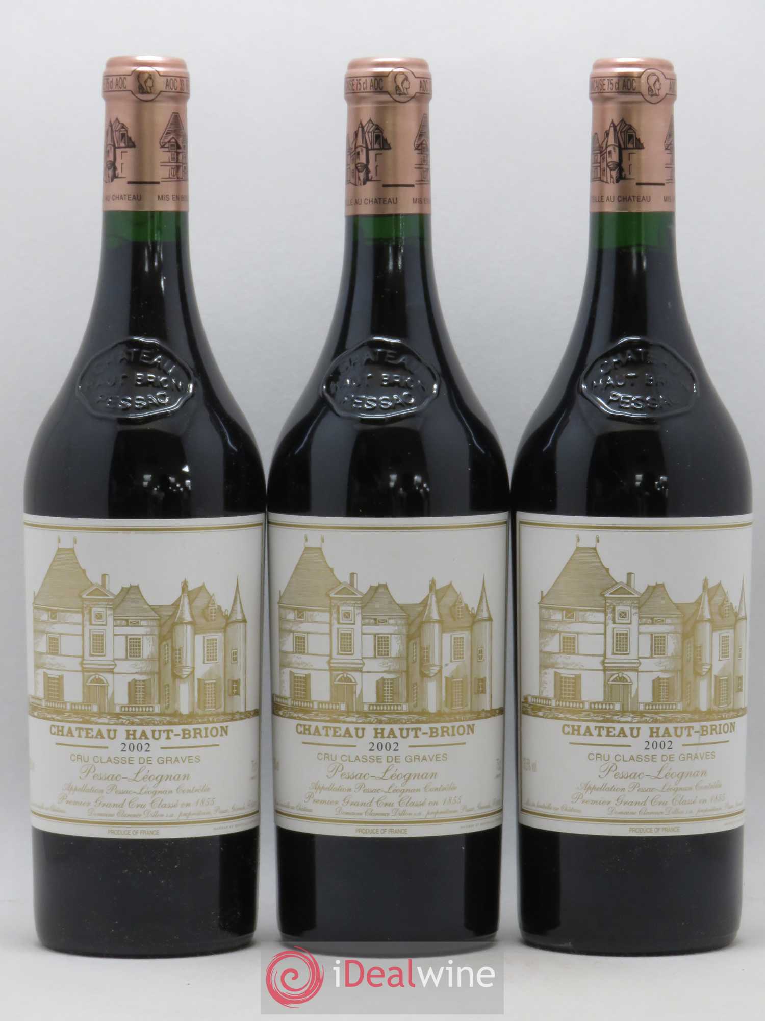 Château Haut Brion 1er Grand Cru Classé 2002 - Lot de 3 bouteilles - 0