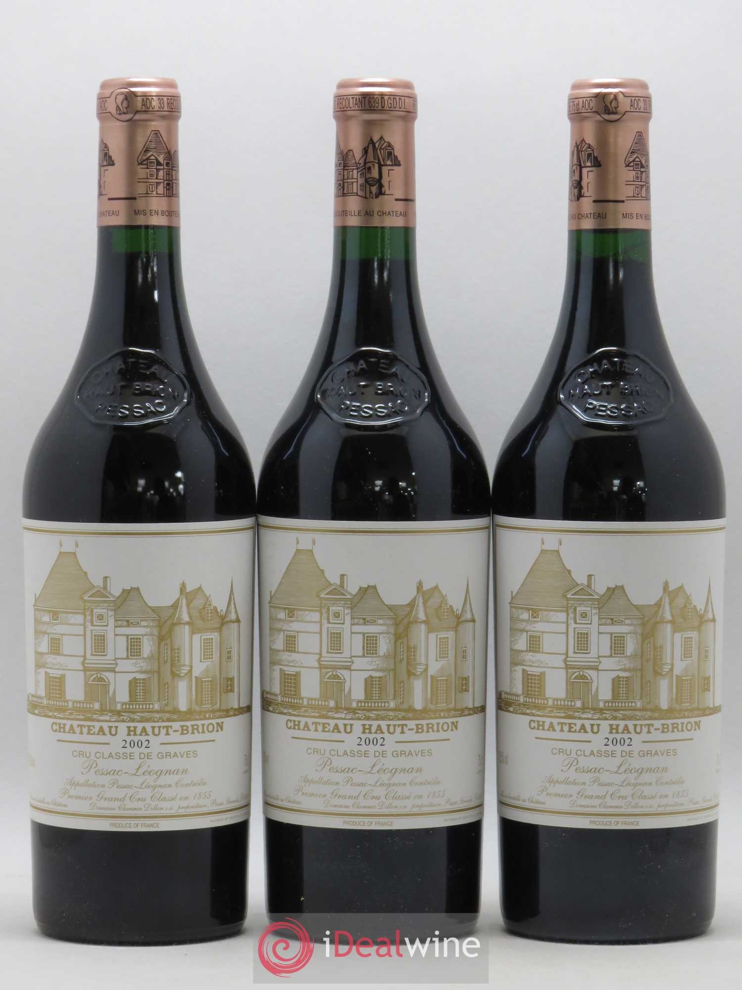 Château Haut Brion 1er Grand Cru Classé 2002 - Lot de 3 bouteilles - 0