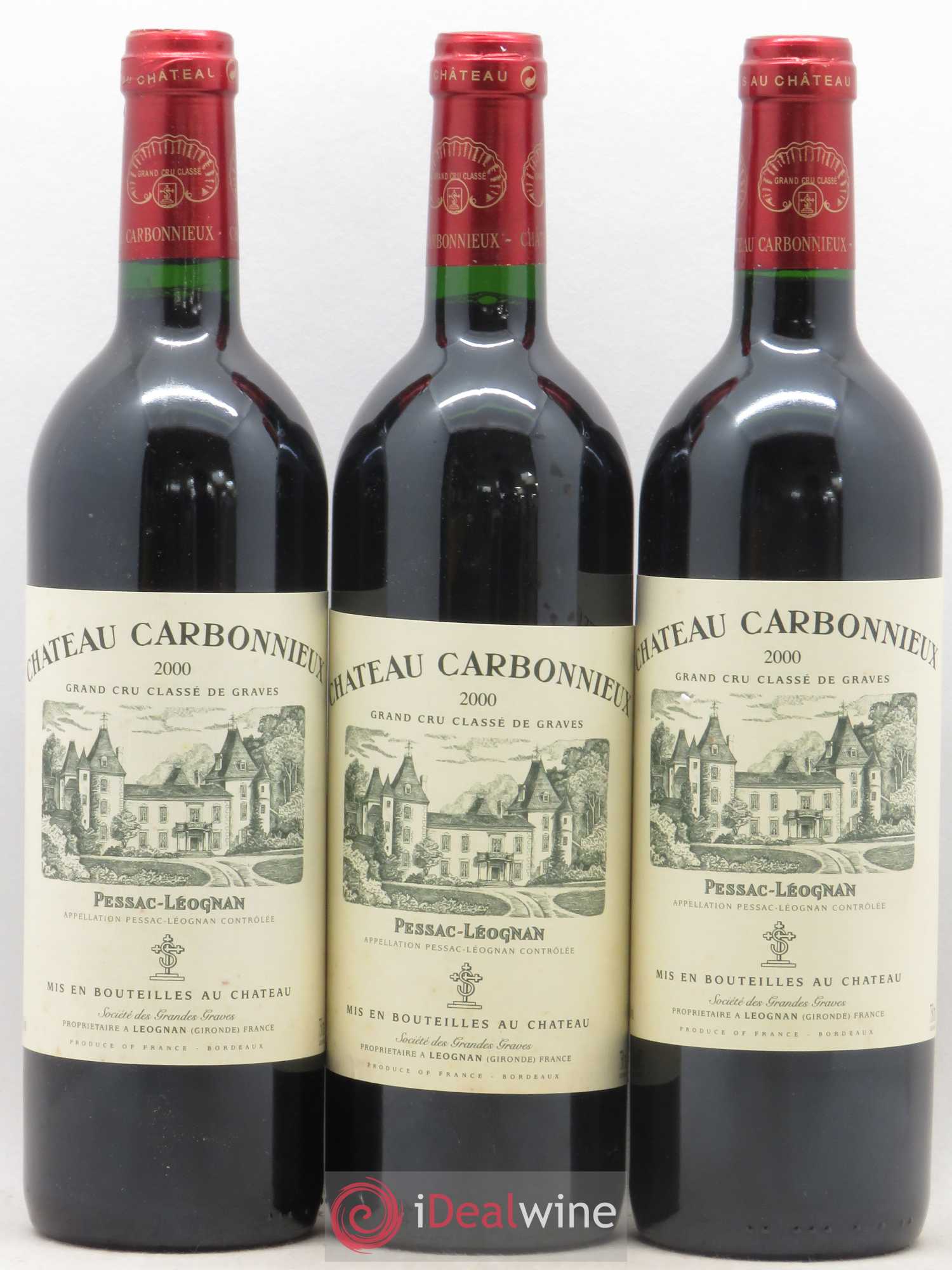 Château Carbonnieux Cru Classé de Graves 2000 - Lot de 3 bouteilles - 0