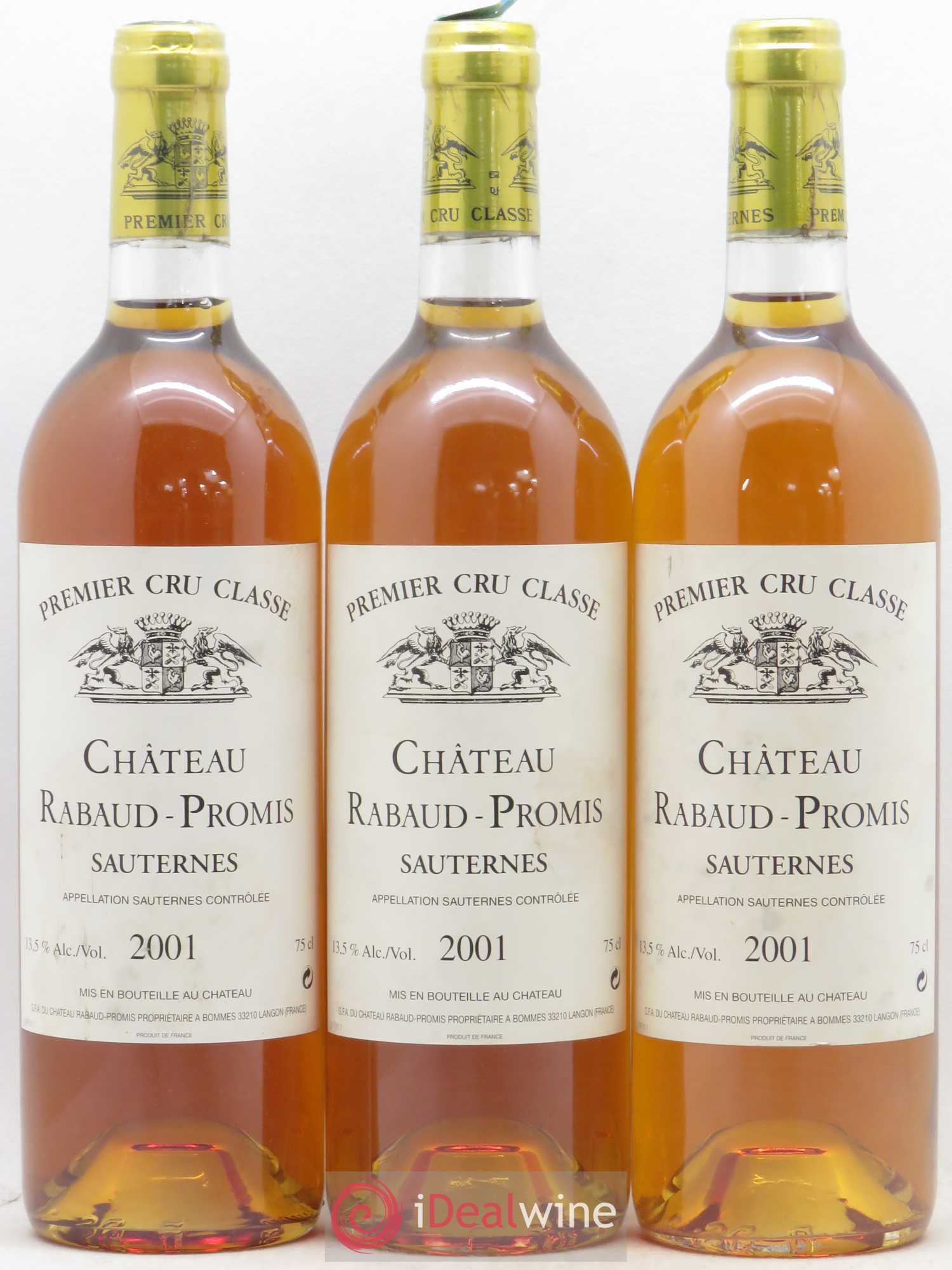 Château Rabaud Promis 1er Grand Cru Classé 2001 - Lotto di 3 bottiglie - 0
