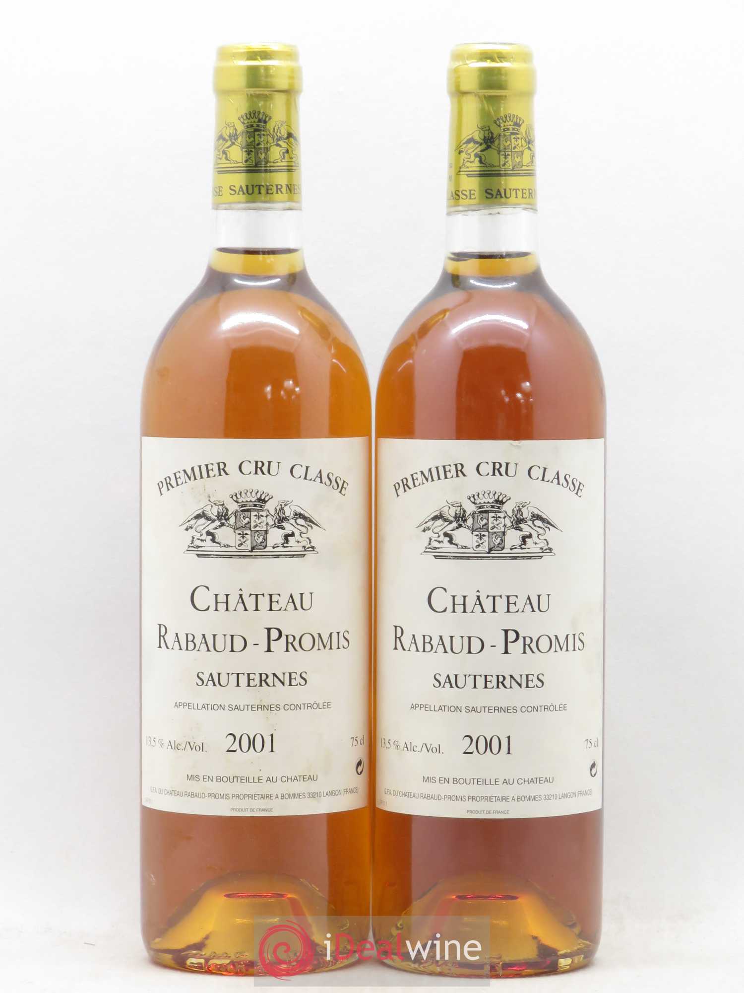 Château Rabaud Promis 1er Grand Cru Classé 2001 - Lotto di 2 bottiglie - 0