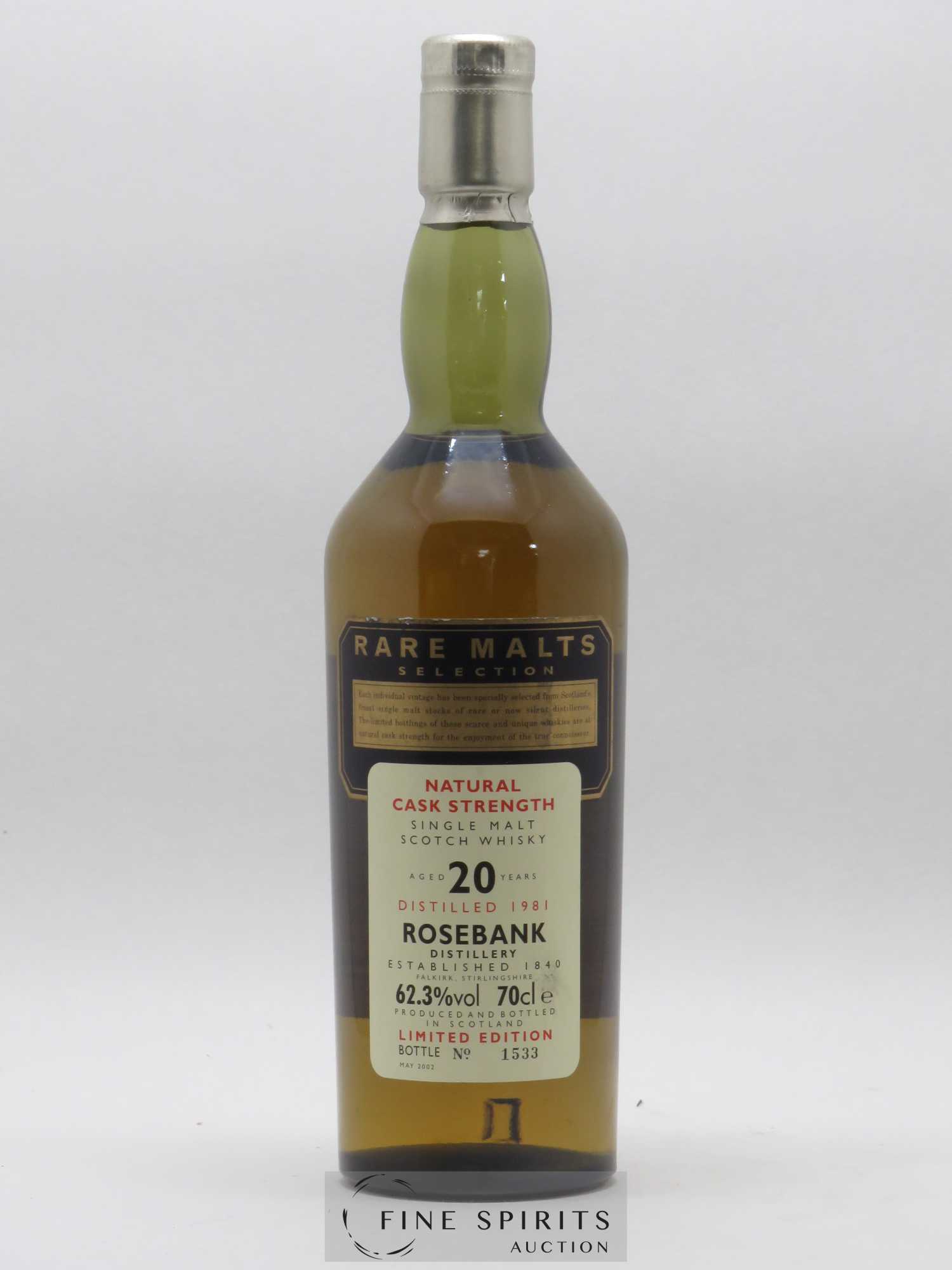 Rosebank 20 years 1981 Of. Rare Malts Selection Natural Cask Strengh - bottled 2002 Limited Edition - Lot de 1 bouteille - 0