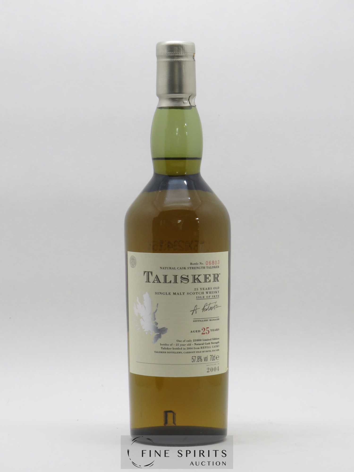 Talisker 25 years Of. Natural Cask Strengh Refill Casks - bottled in 2004 Limited Edition - Lot of 1 bottle - 1