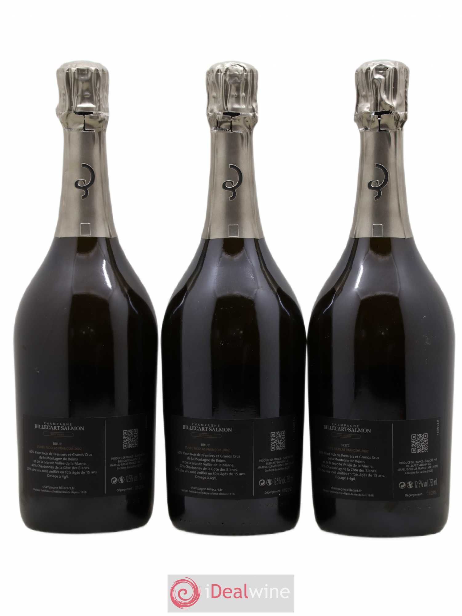 Brut Nicolas François Billecart Billecart-Salmon 2002 - Lot de 3 bouteilles - 1