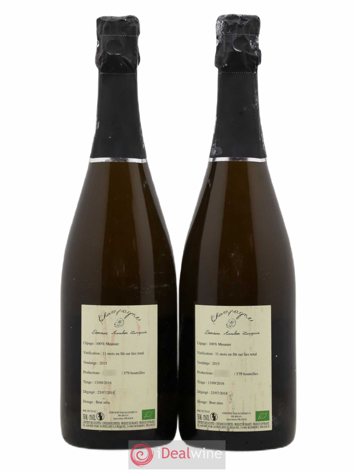 Meunier Les Crayères du Levant Aurélien Lurquin 2015 - Lot de 2 bouteilles - 1