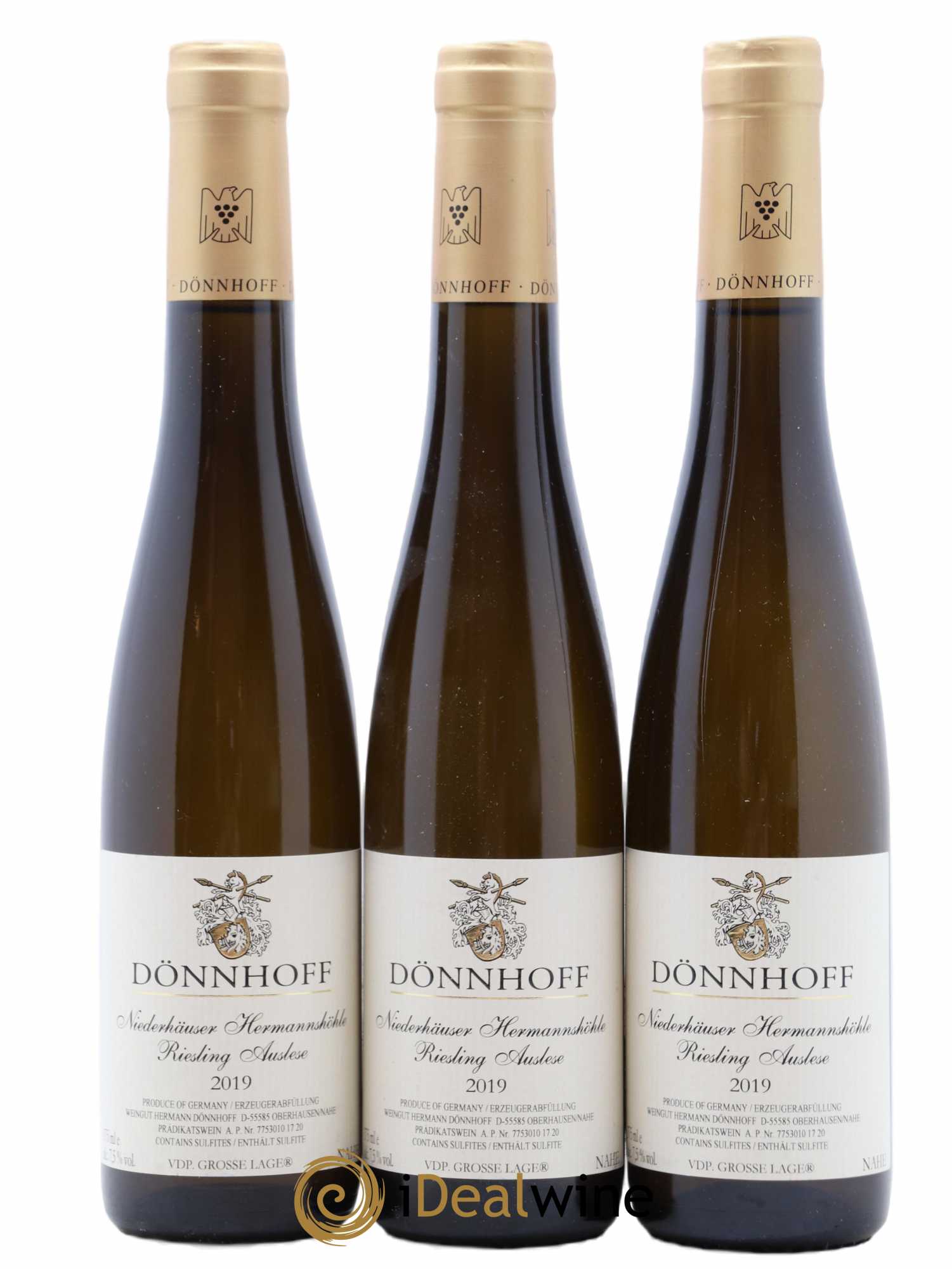 Allemagne Nahe Rieling Auslese Niederhauser Hermannshohle Donnhoff 2019 - Posten von 3 Demi-Flaschen - 0