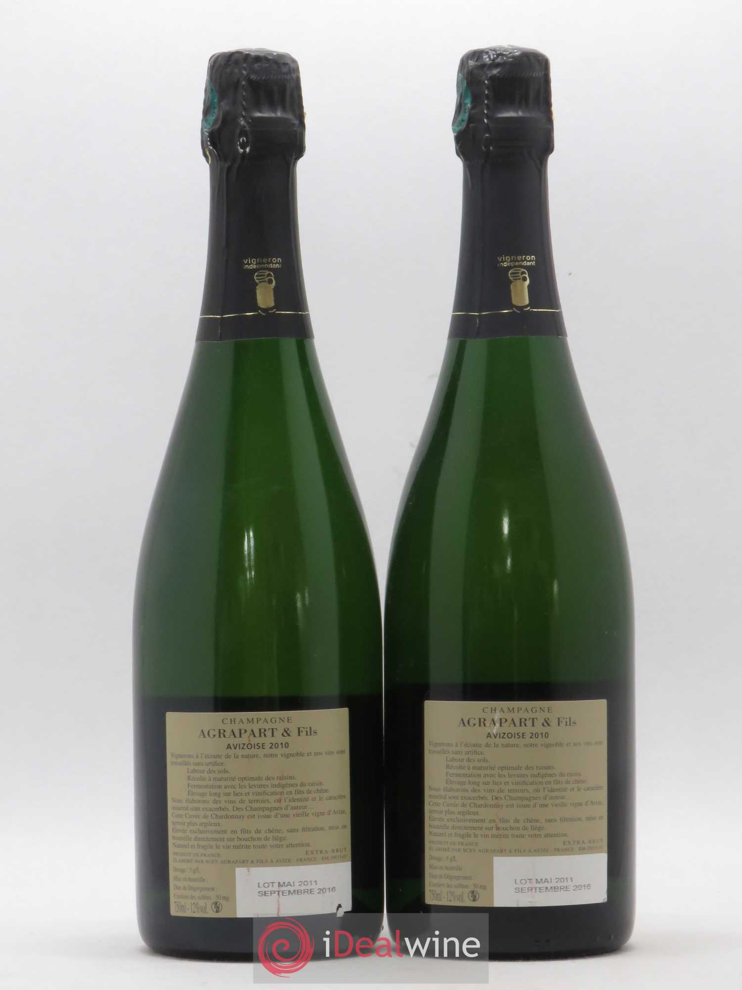 Avizoise Blanc de Blancs Brut Nature Pascal Agrapart 2010 - Lot de 2 bouteilles - 1