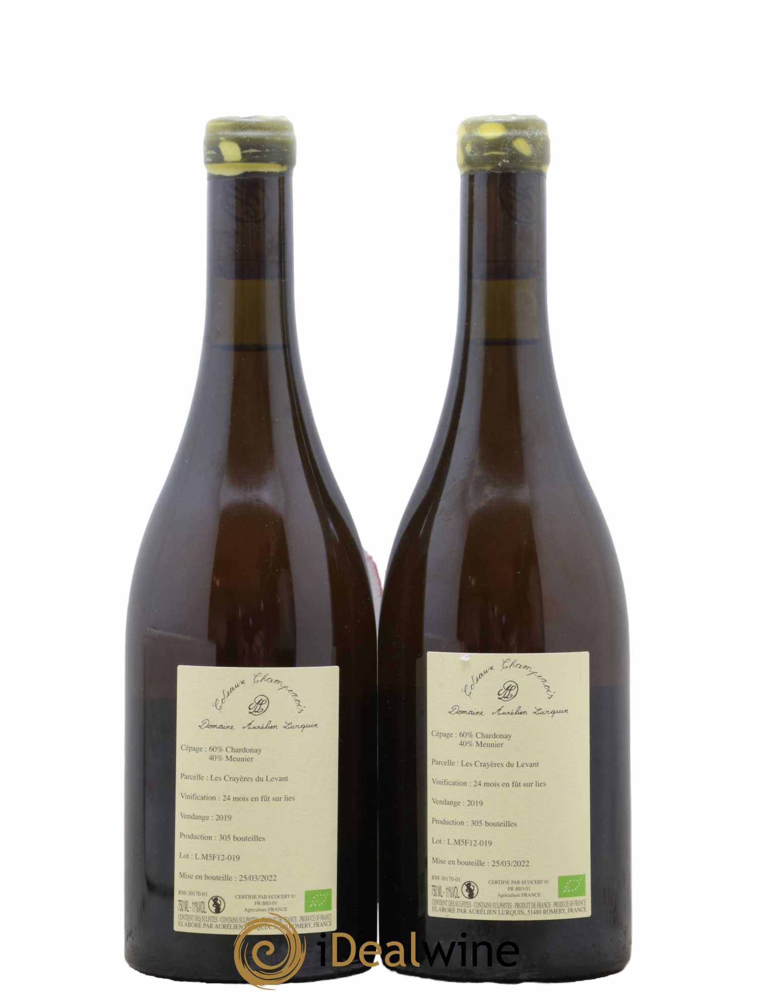 Coteaux Champenois Les Crayeres du Levant Aurelien Lurquin 2019 - Lot de 2 bouteilles - 1