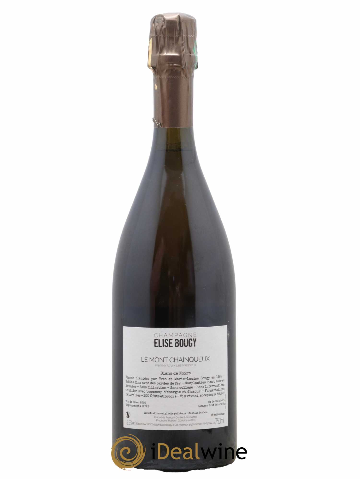 Champagne Premier Cru Blanc de Noirs Brut Nature Le Mont Chainqueux Elise Bougy - Lot de 1 bouteille - 1