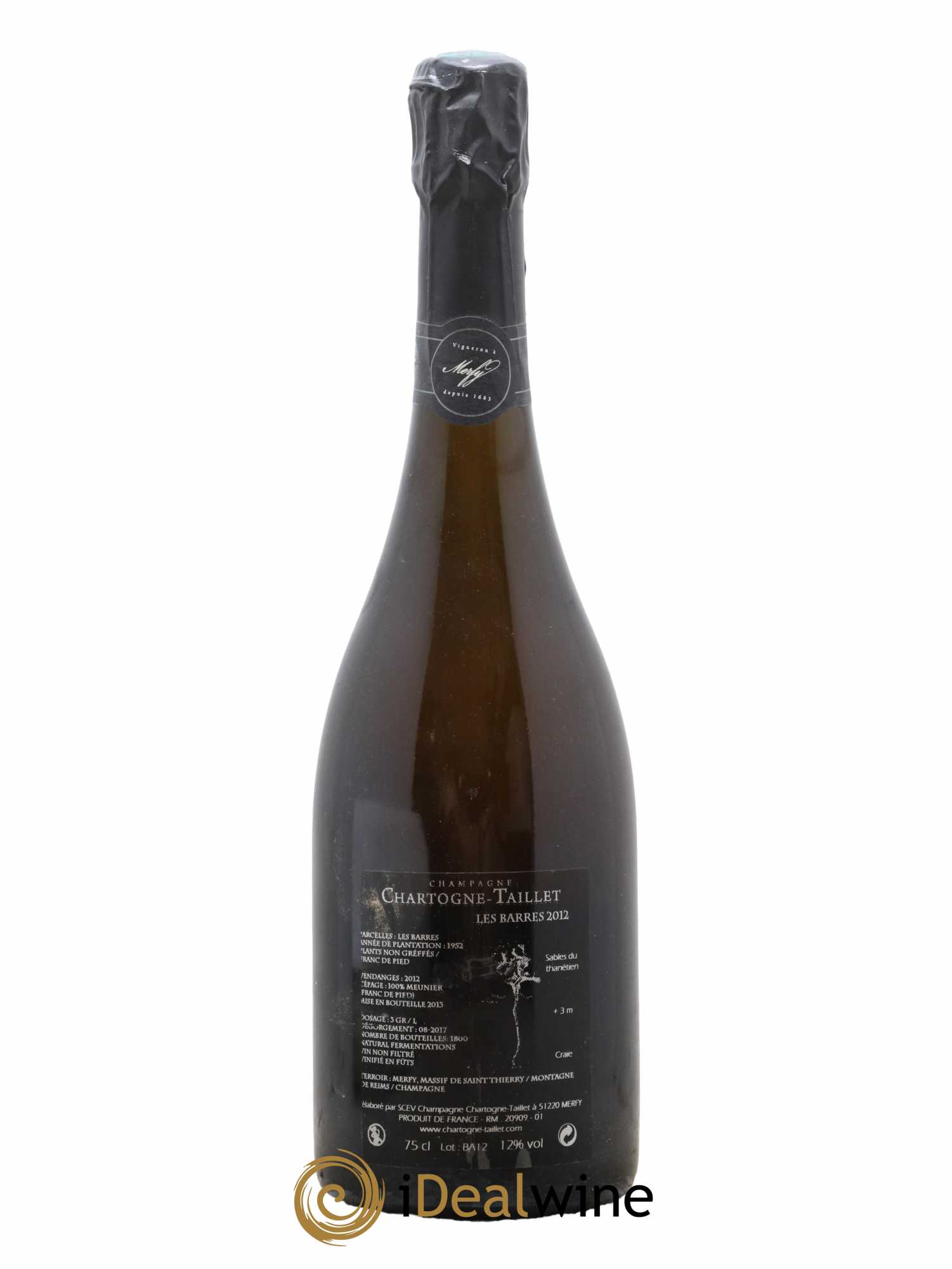 Champagne Les Barres Chartogne Taillet 2012 - Lot de 1 bouteille - 1