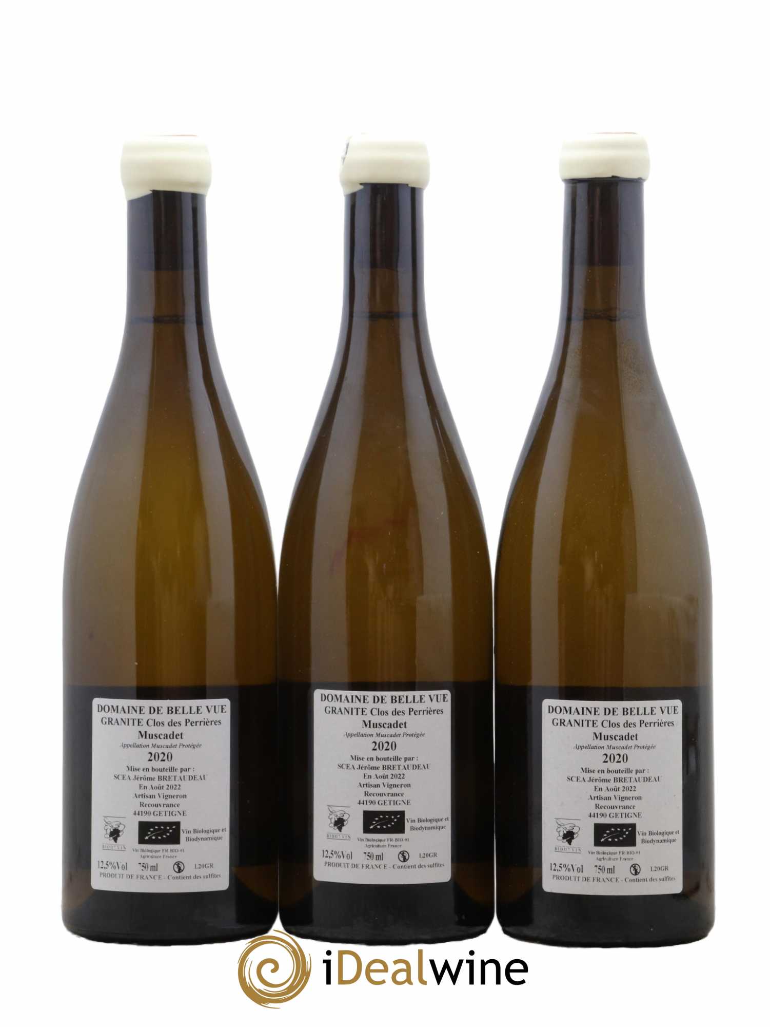 Muscadet-Sèvre-et-Maine Granite Clos des Perrières Jérôme Bretaudeau - Domaine de Bellevue 2020 - Lot de 3 bouteilles - 1