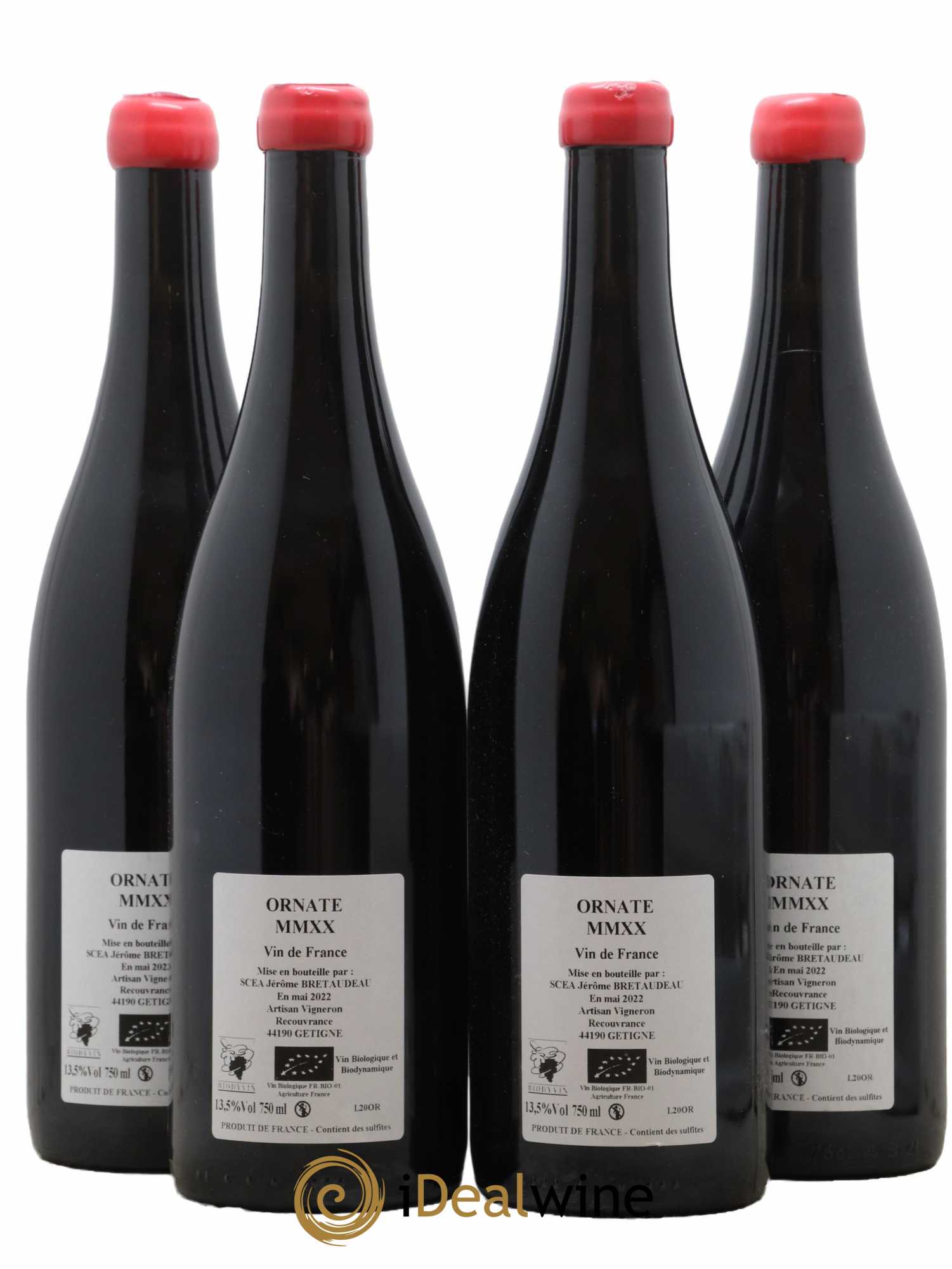 Vin de France Merlot Ornaté Jérôme Bretaudeau - Domaine de Bellevue 2020 - Lot de 4 bouteilles - 1