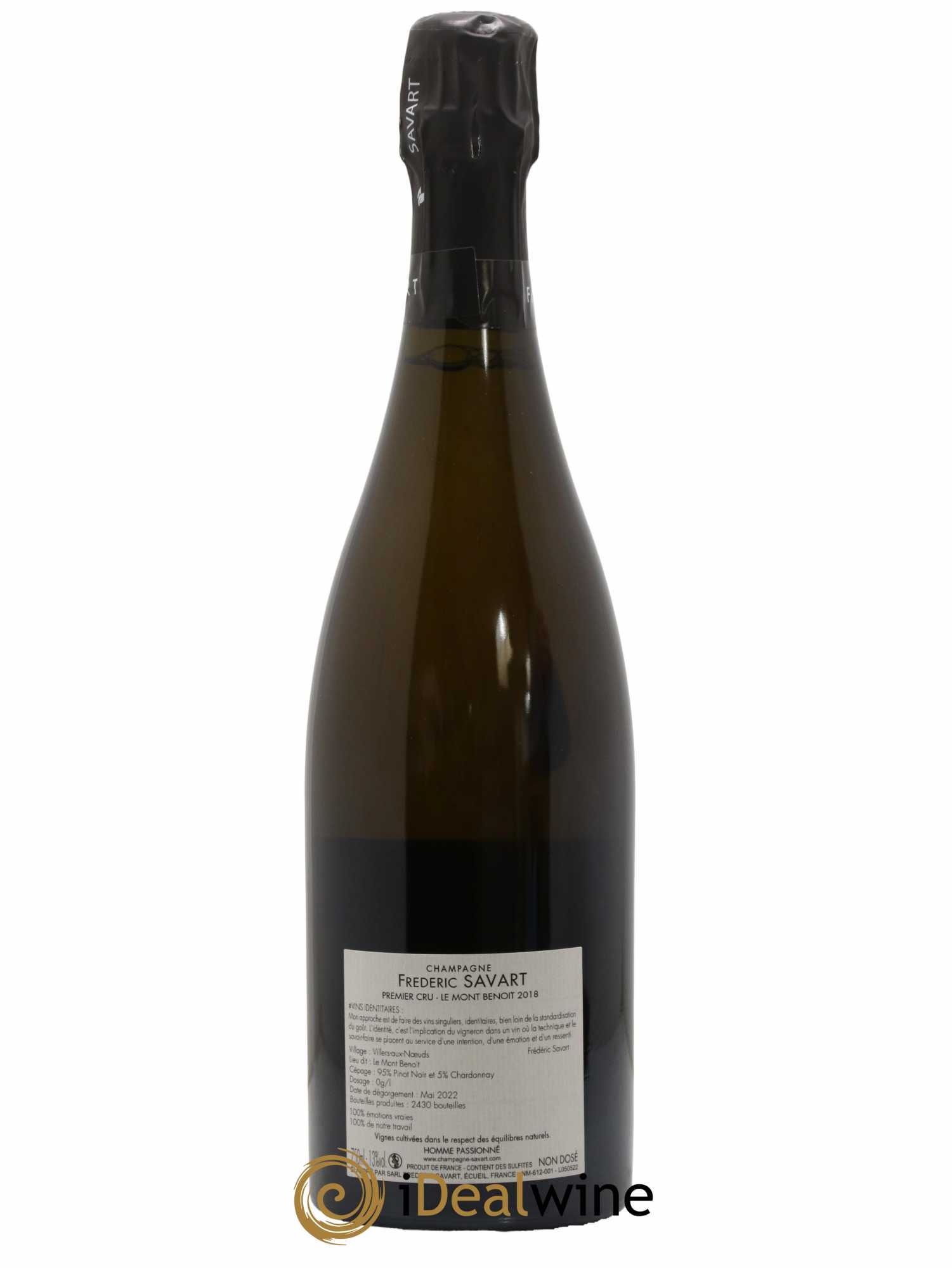 Champagne Le Mont Benoit Vieilles Vignes Brut Nature Frédéric Savart 2018 - Lot de 1 bouteille - 1