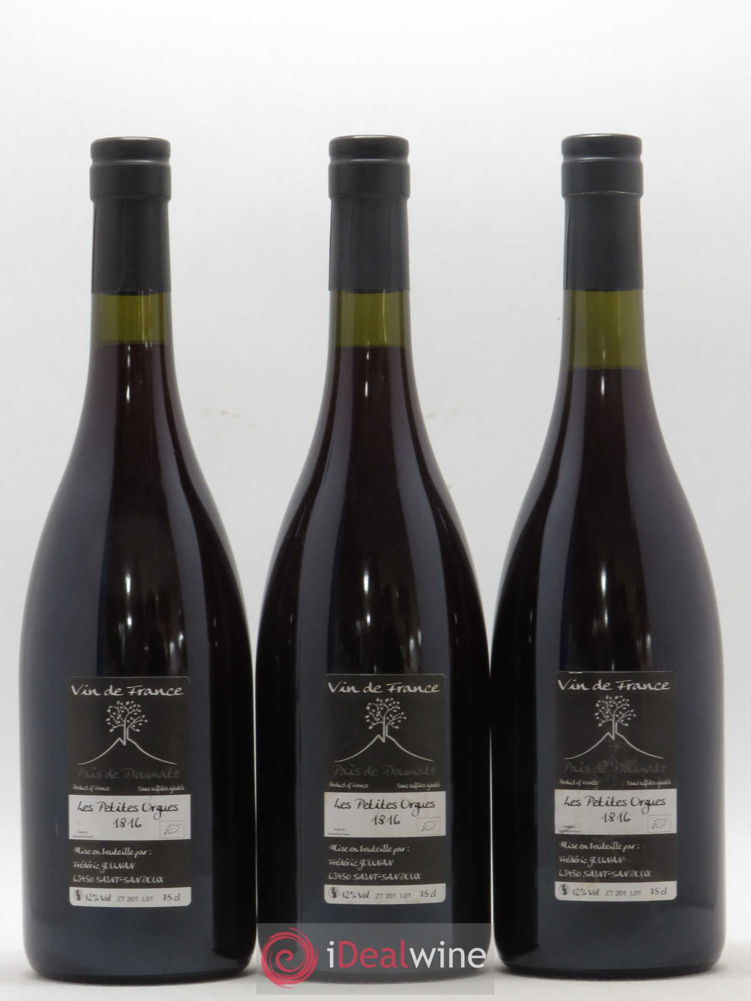 Vin de France Les Petites Orgues Vignoble de l'Arbre Blanc (sans prix de réserve) 2016 - Lot de 3 bouteilles - 1