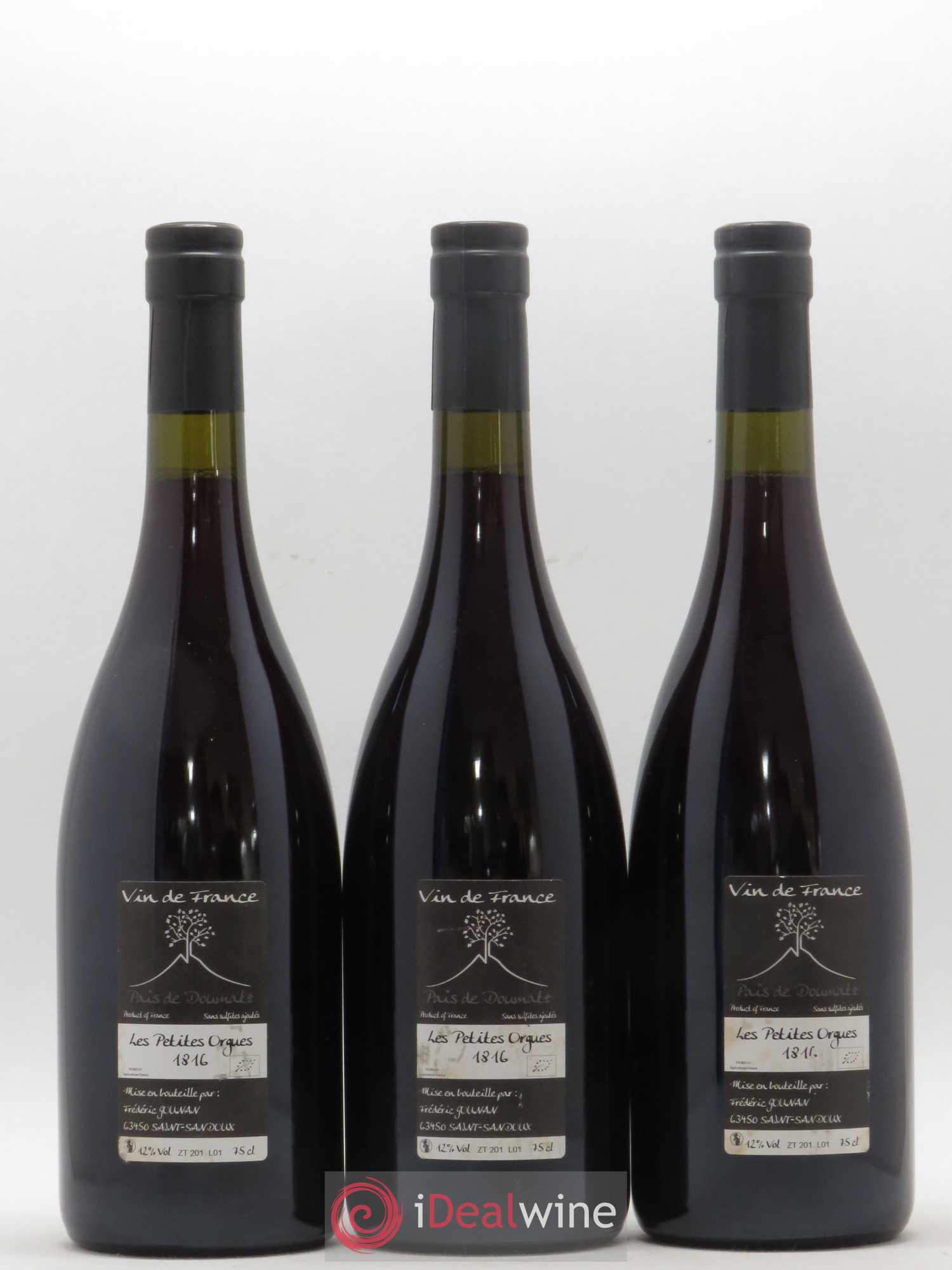Vin de France Les Petites Orgues Vignoble de l'Arbre Blanc (sans prix de réserve) 2016 - Lot de 3 bouteilles - 1