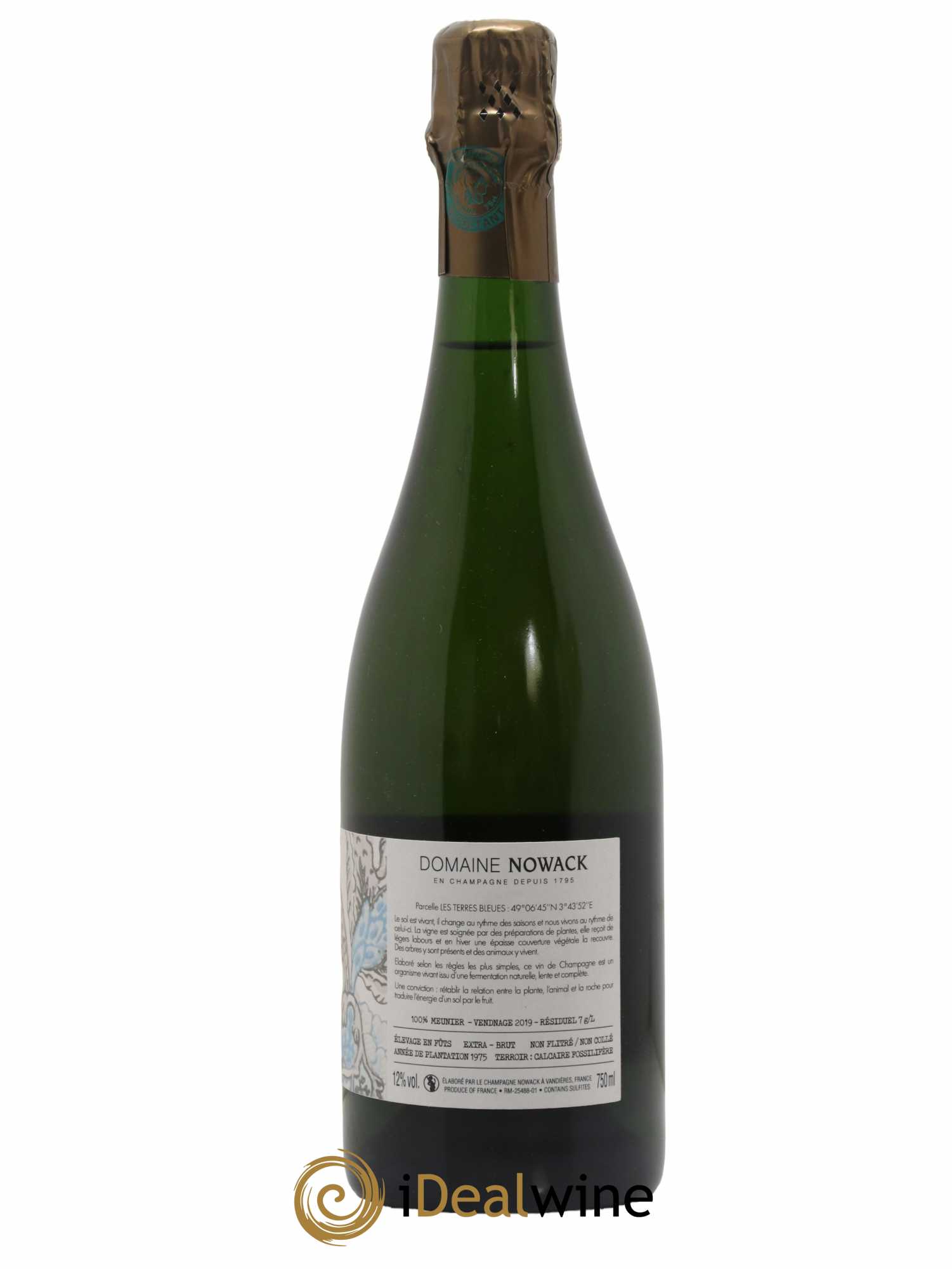 Champagne Extra Brut Les Terres Bleues Maison Nowack 2019 - Lot de 1 bouteille - 1
