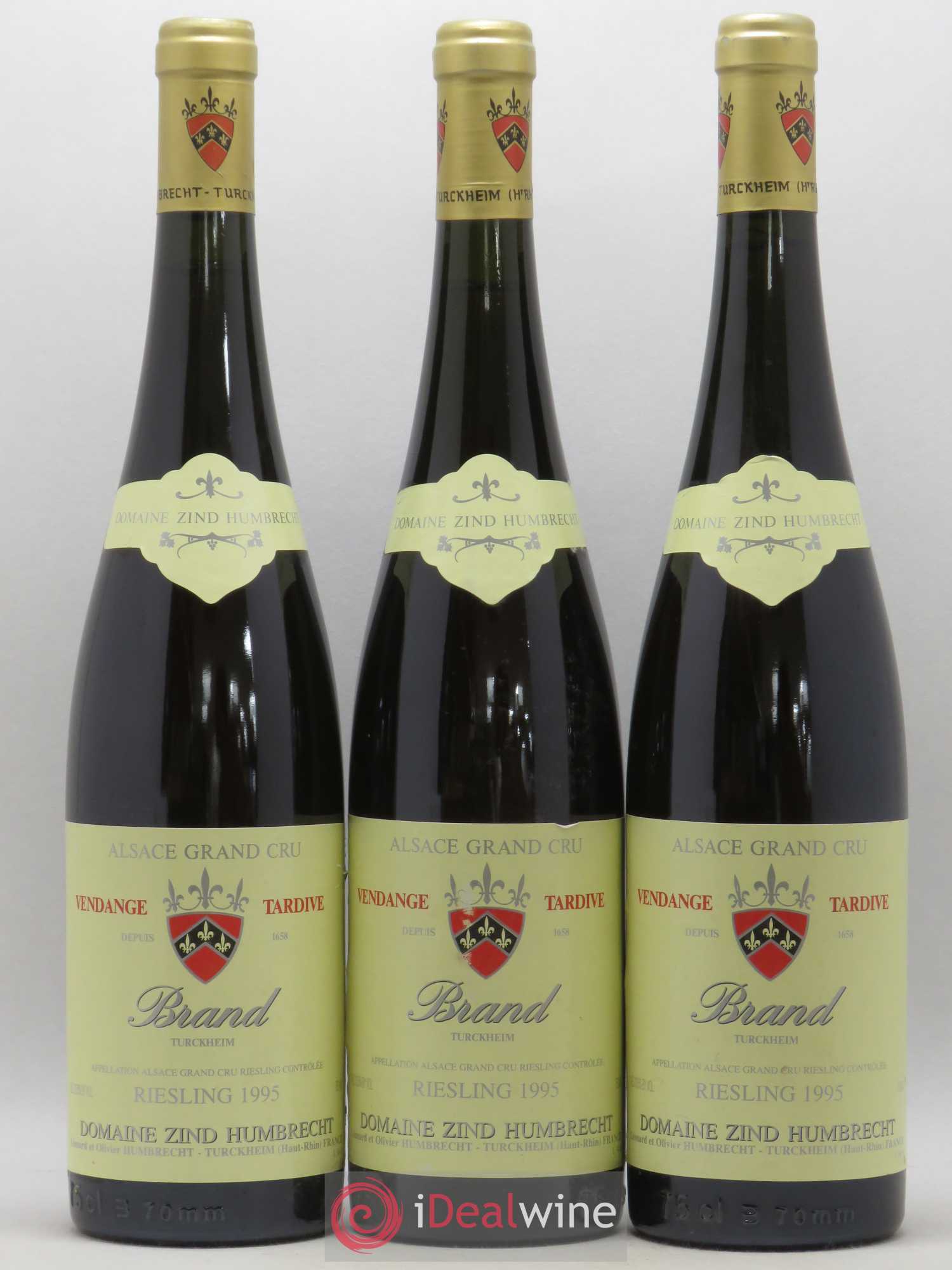 Alsace Riesling Grand Cru Brand Vendanges Tardives Zind-Humbrecht (Domaine) 1995 - Lotto di 3 bottiglie - 0