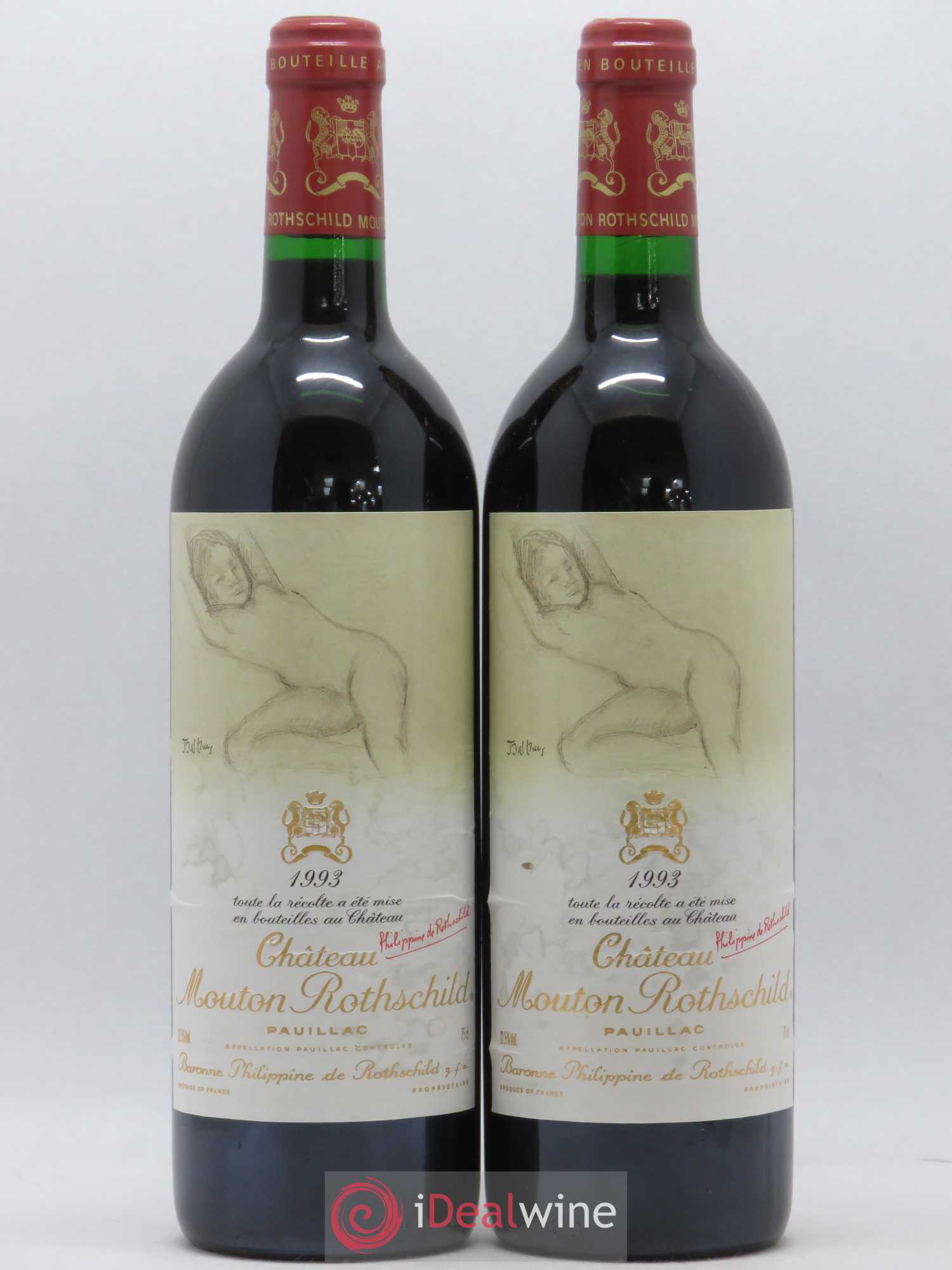 Château Mouton Rothschild 1er Grand Cru Classé 1993 - Lot de 2 bouteilles - 0