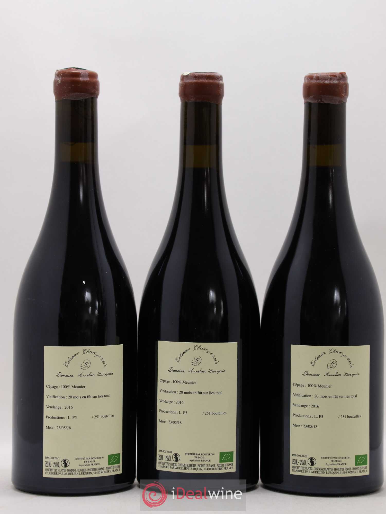 Coteaux Champenois 100% Meunier Domaine Aurélien Lurquin 2016 - Posten von 3 Flaschen - 1