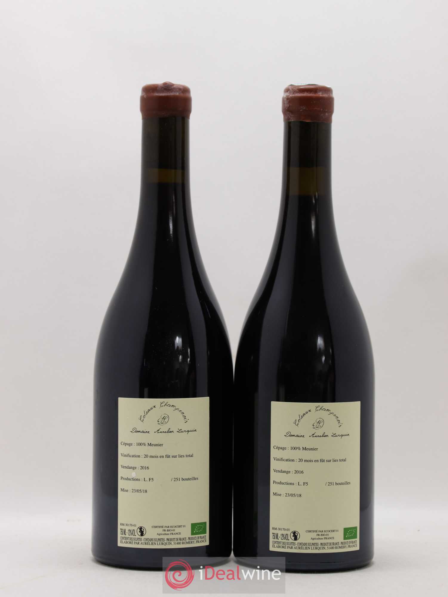 Coteaux Champenois 100% Meunier Domaine Aurélien Lurquin 2016 - Posten von 2 Flaschen - 1