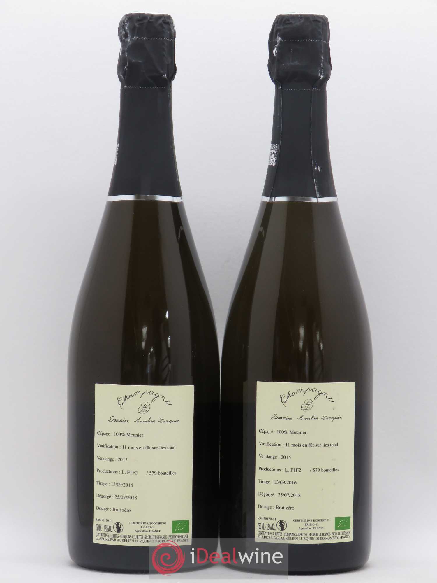 Meunier Les Crayères du Levant Aurélien Lurquin 2015 - Lot de 2 bouteilles - 1