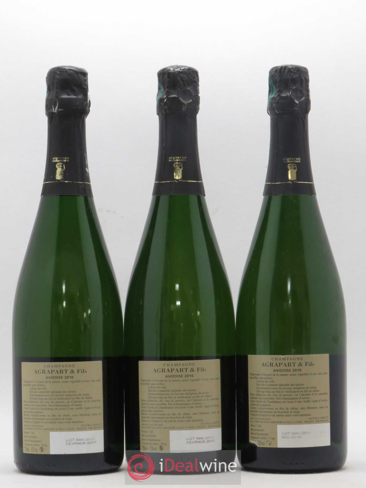 Avizoise Blanc de Blancs Brut Nature Pascal Agrapart 2010 - Lot de 3 bouteilles - 1