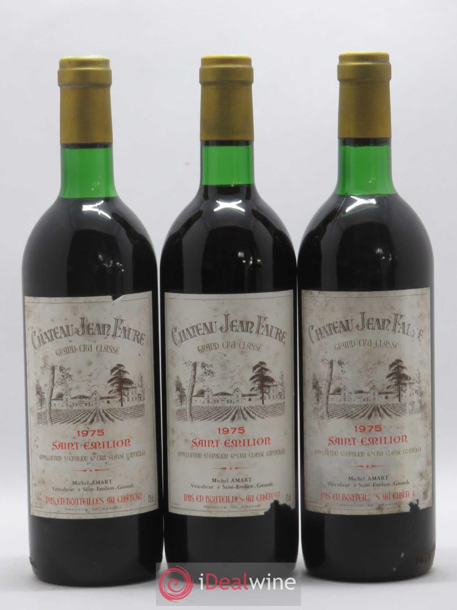 Château Jean Faure Grand Cru Classé 1975 - Lot de 3 bouteilles - 0