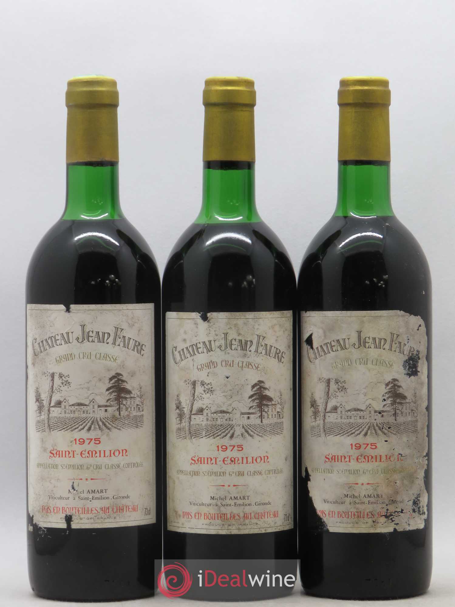Château Jean Faure Grand Cru Classé 1975 - Lot de 3 bouteilles - 0