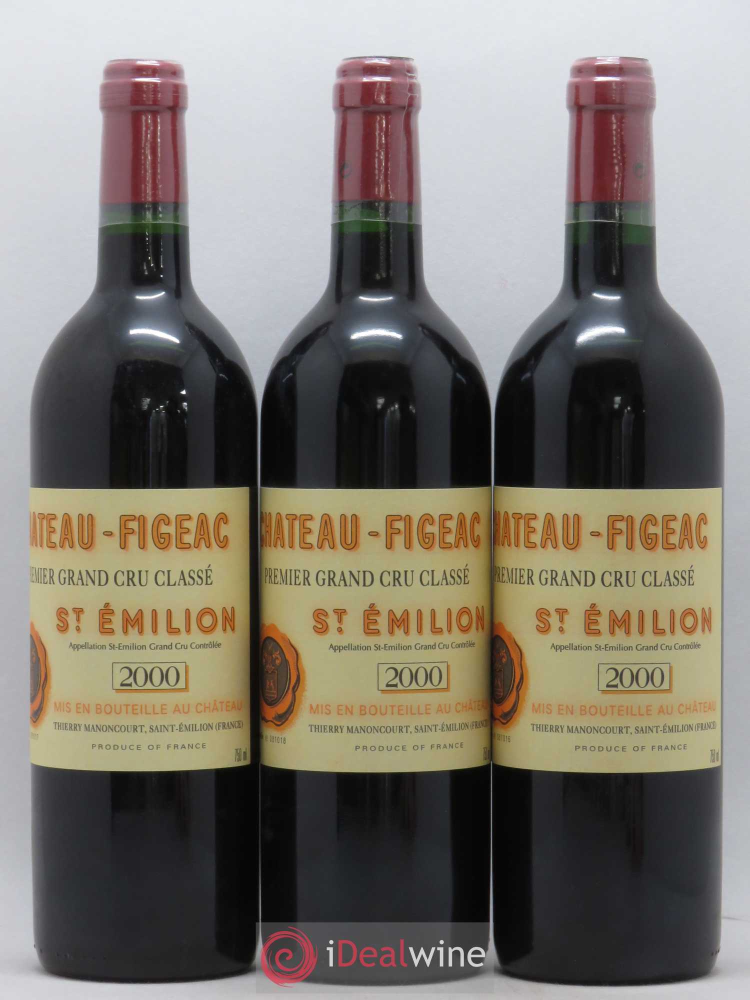 Château Figeac 1er Grand Cru Classé A 2000 - Lot de 3 bouteilles - 0